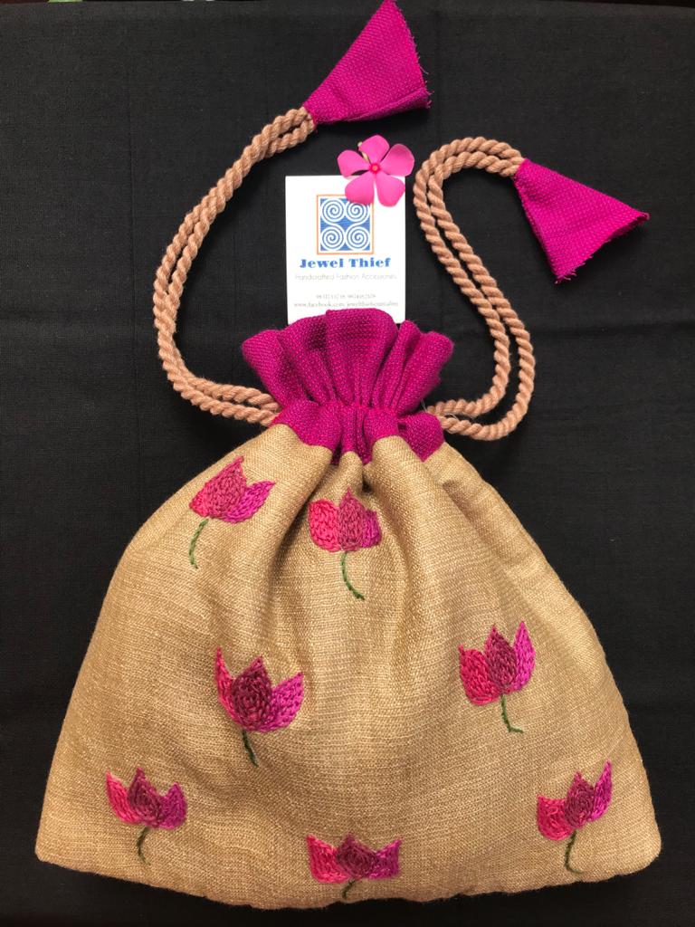 Bougainvillea - silk cotton potli image 0