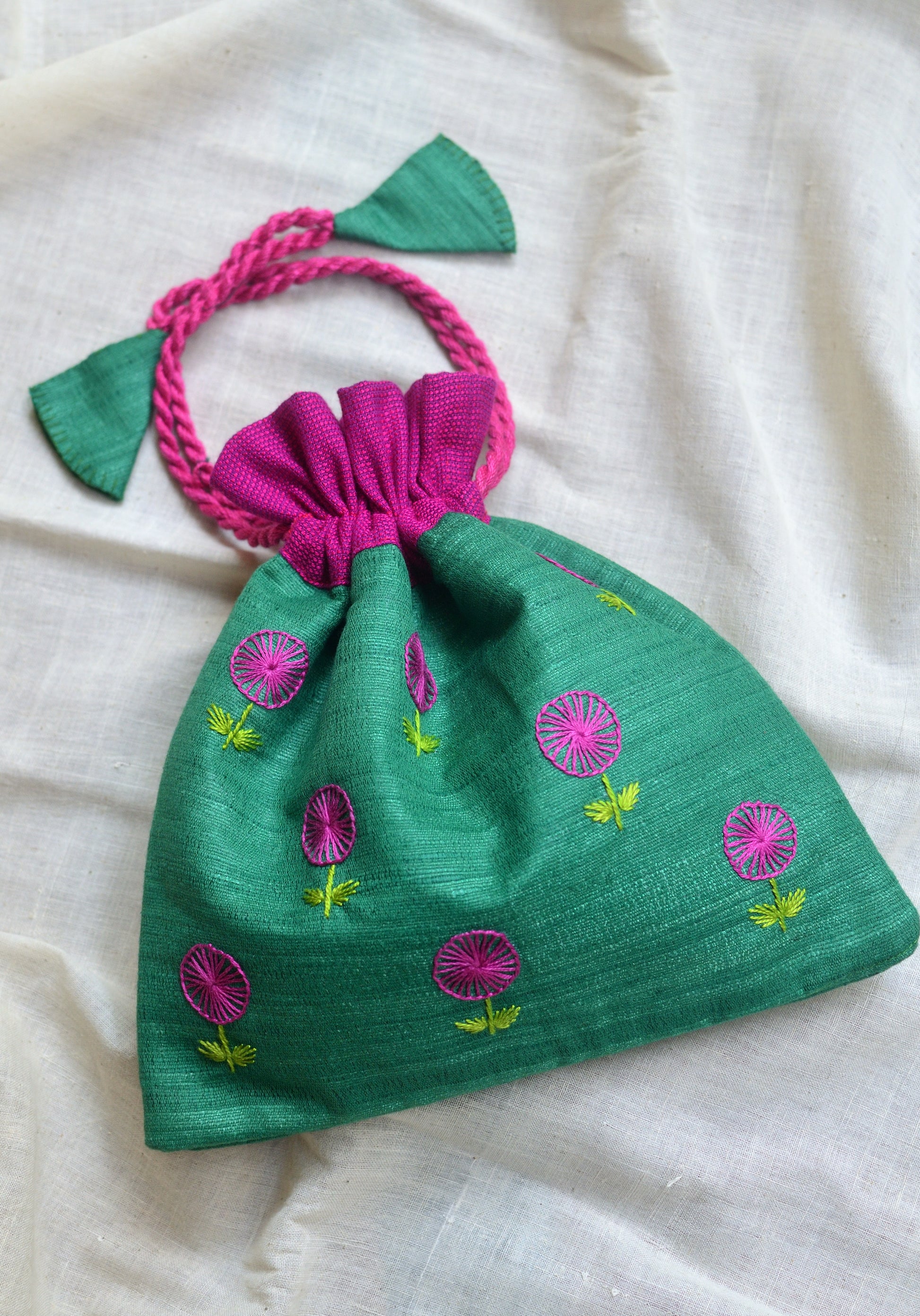 Purple dahlia - raw silk potli image 0