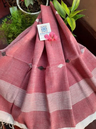 Jamdani stole - pale pink image 2