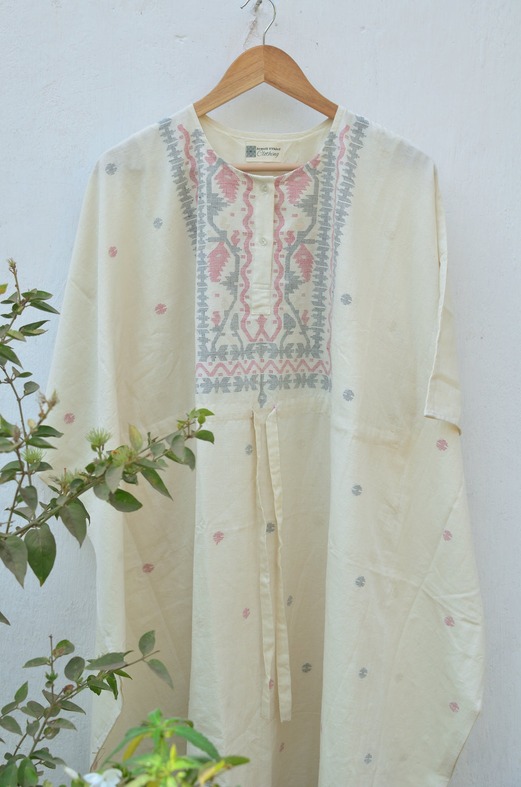 Khadi jamdani kaftan - Ivory image 3