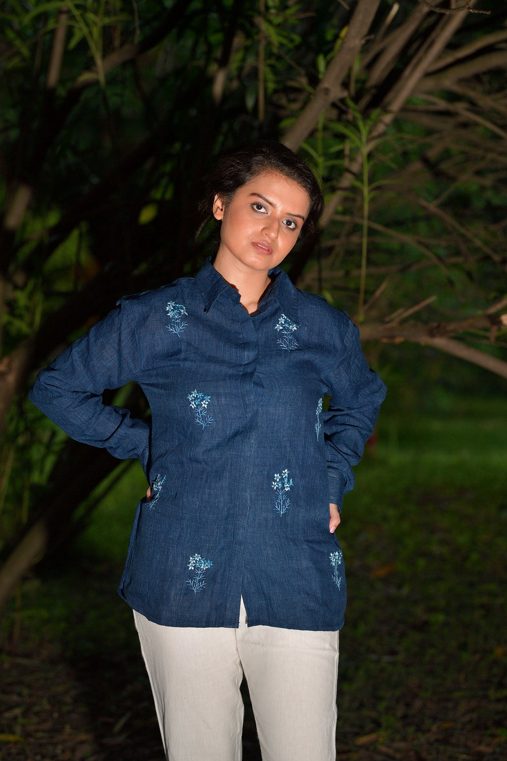 Moonflower Spell - Linen by linen shirt image 2