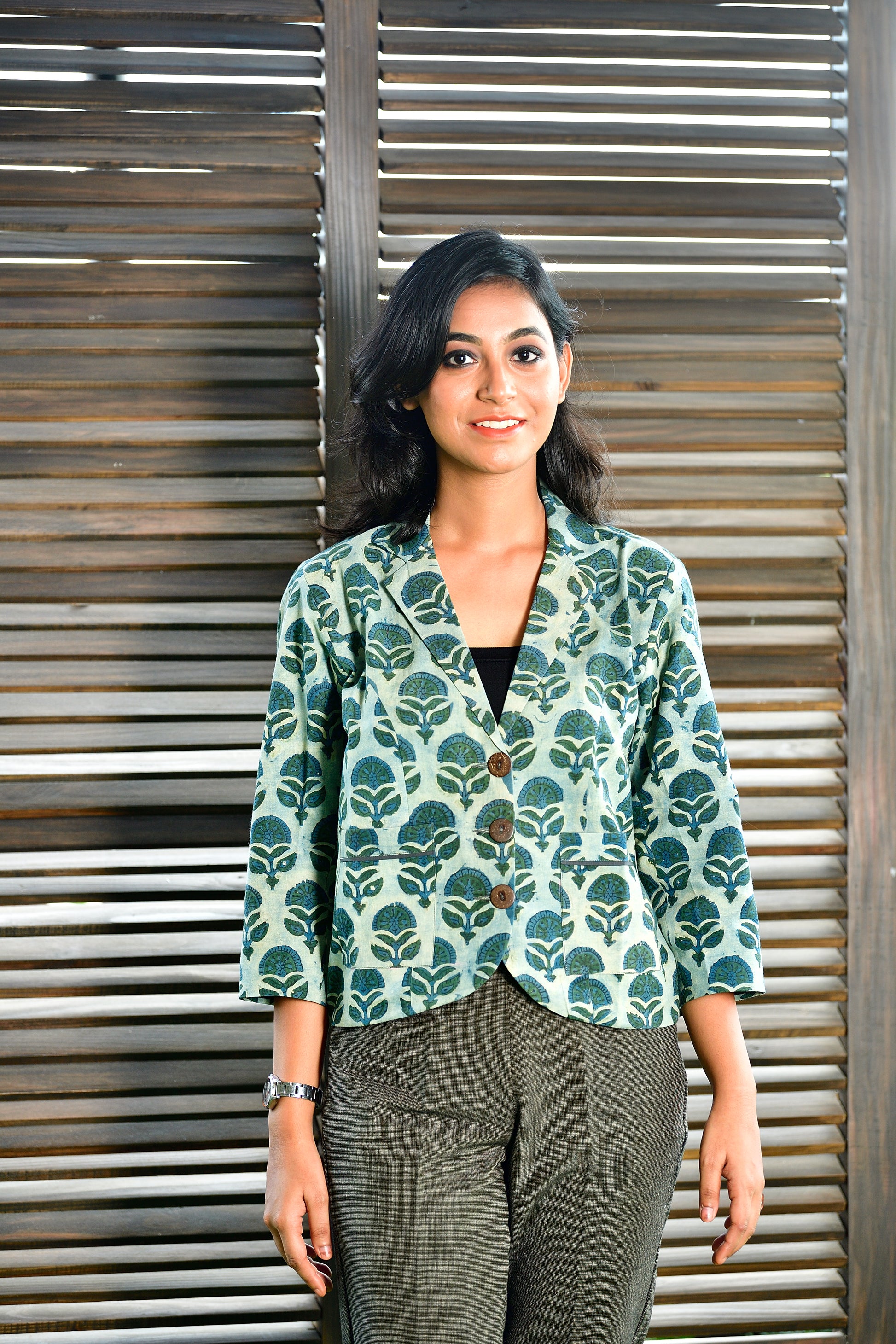 Aaronyak - cotton blazer - big floral motif image 3