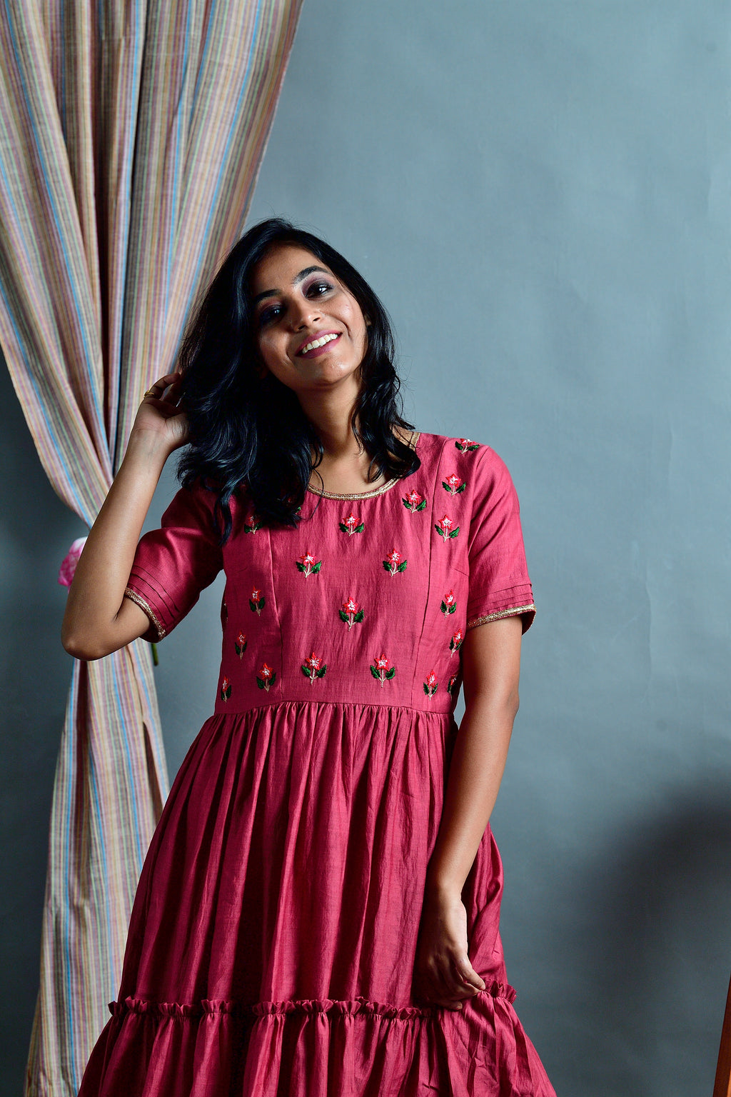 Saumya - Handloom silk cotton tiered dress image 2