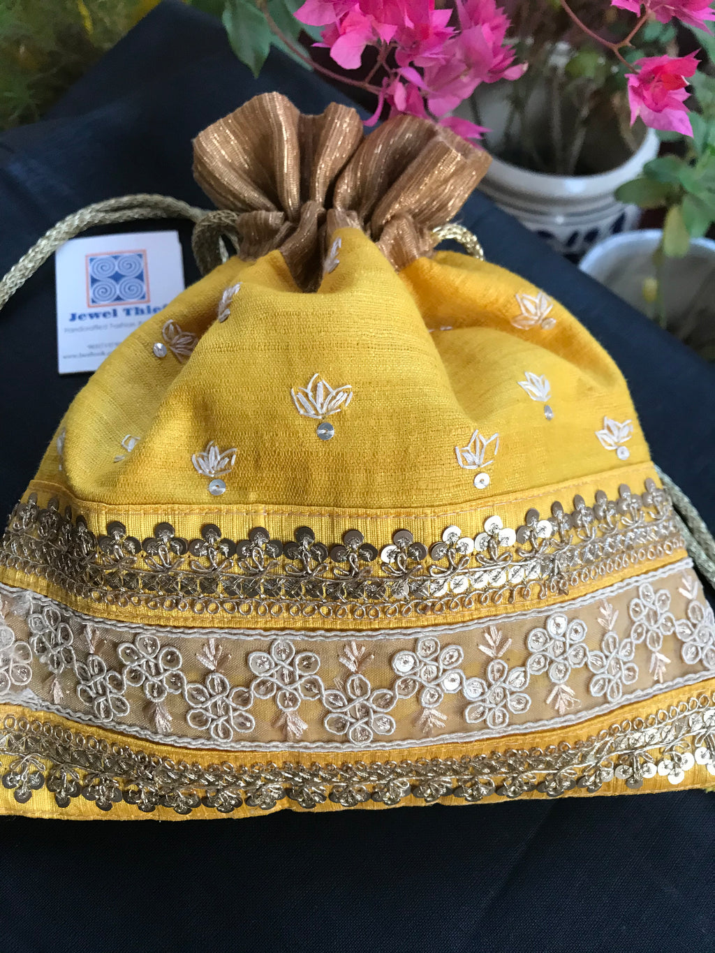 Silk Potli - Yellow image 3