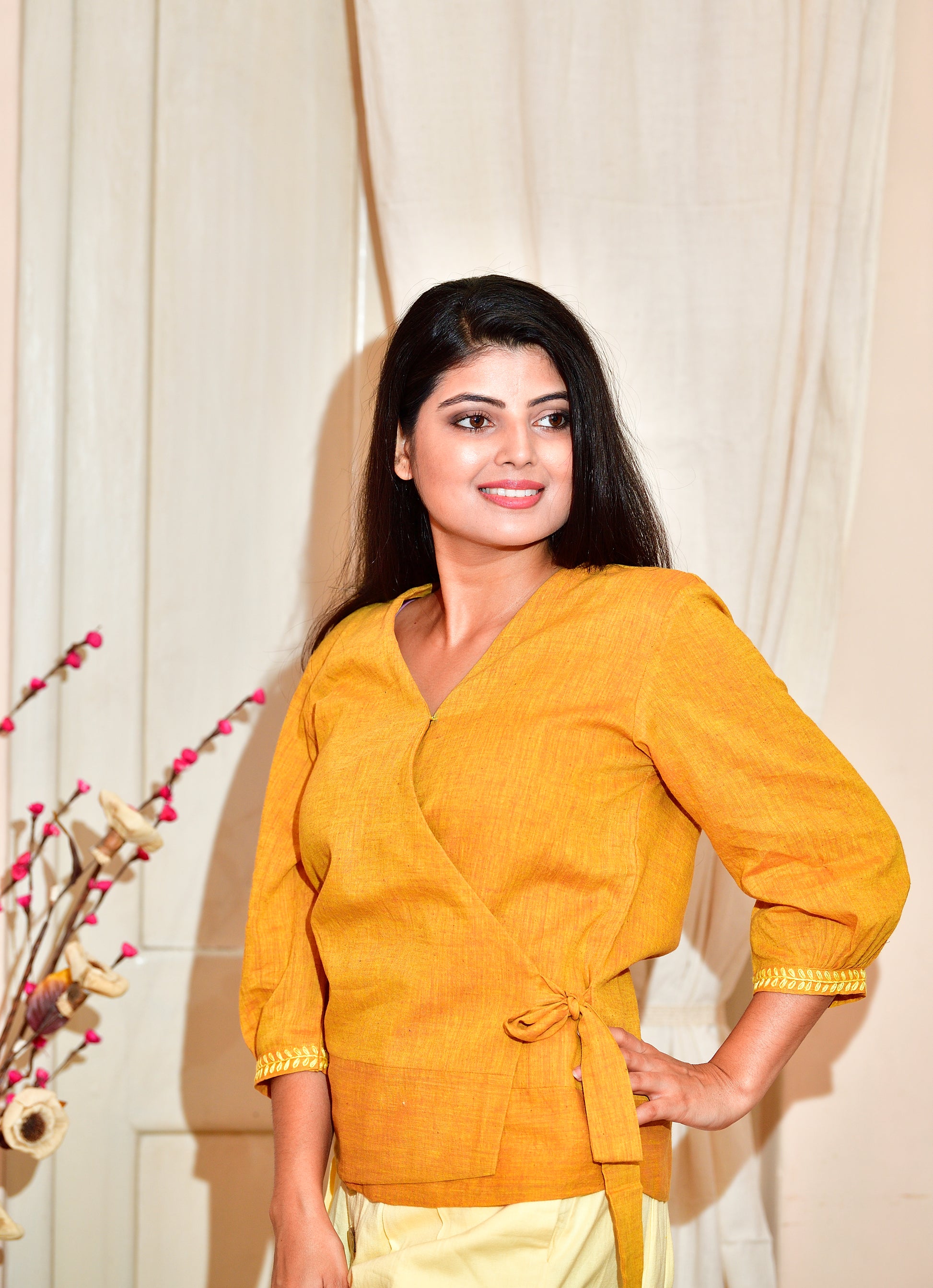 Girija - handloom cotton top - mustard yellow image 5