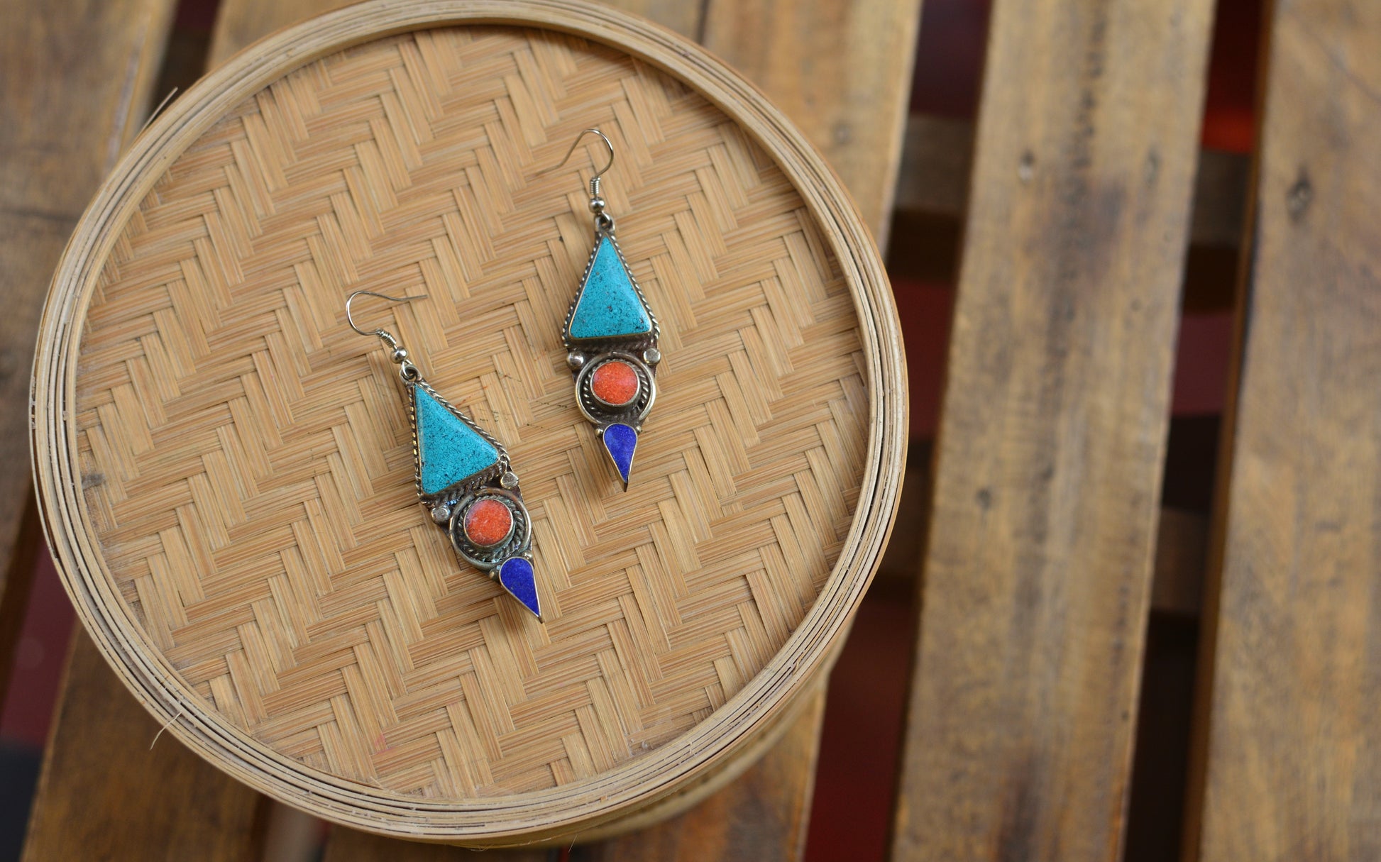 Tibetan earrings - Bermuda Triangle image 0