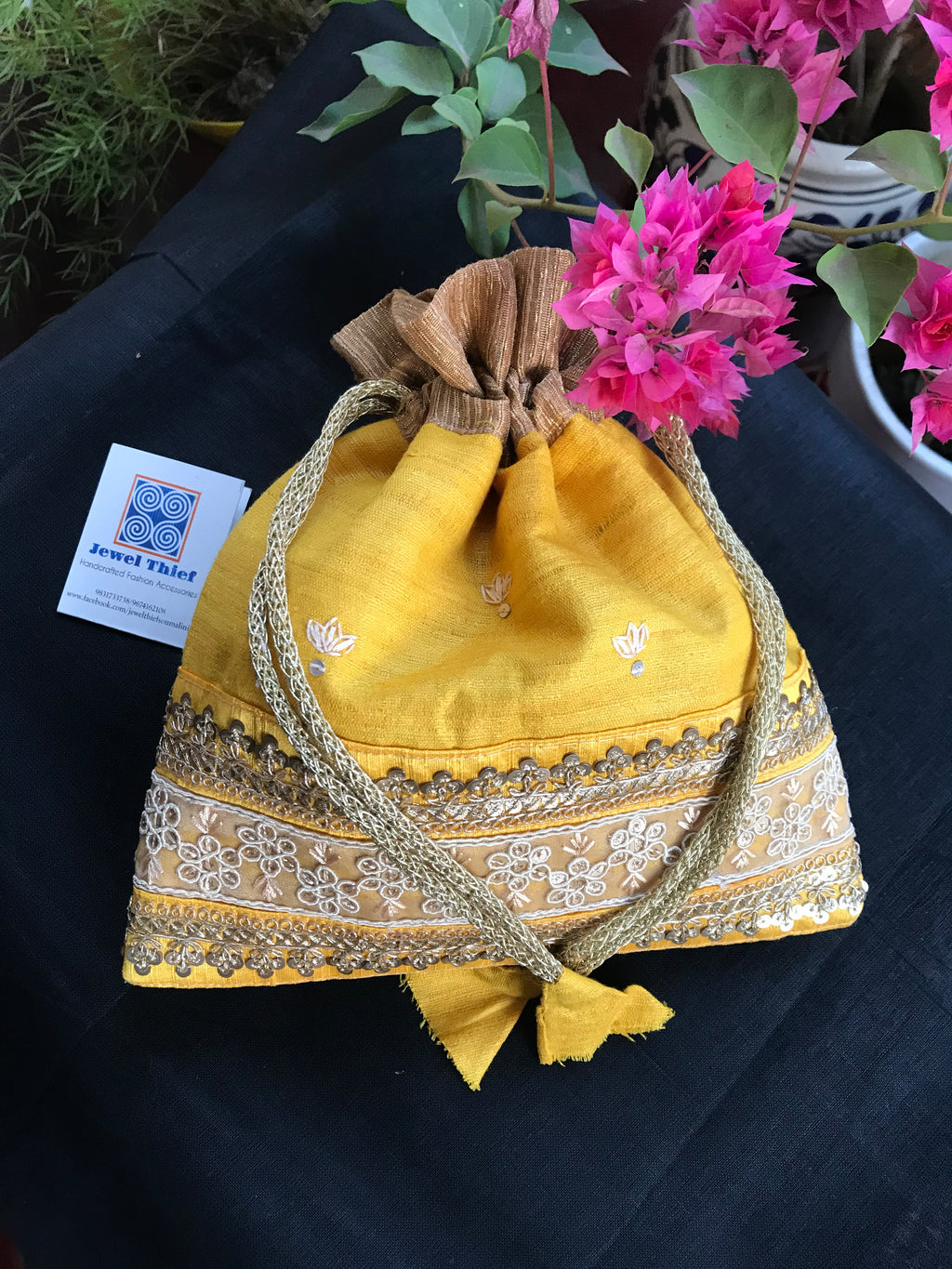 Silk Potli - Yellow image 0