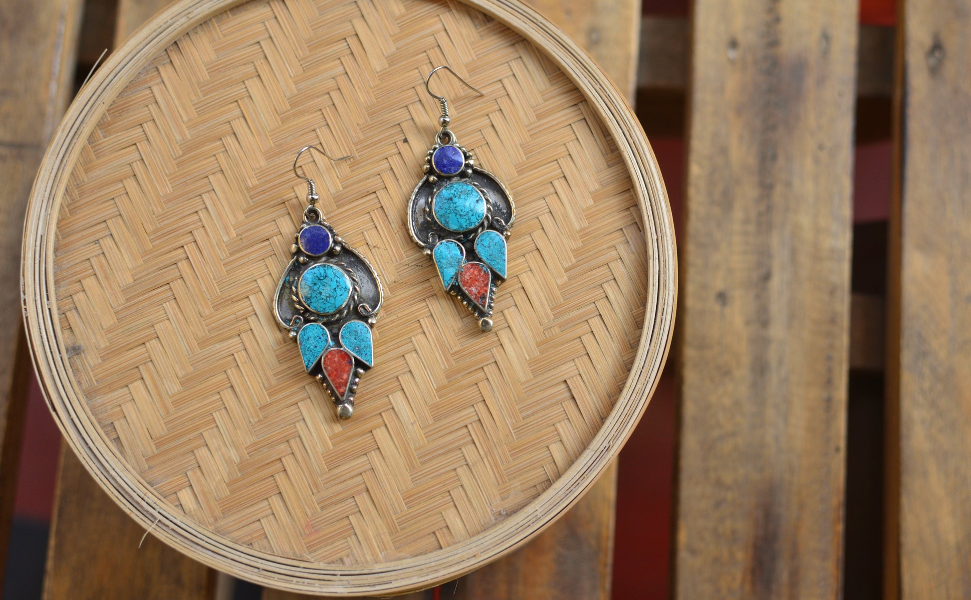 Tibetan earrings - Wings of fire image 0