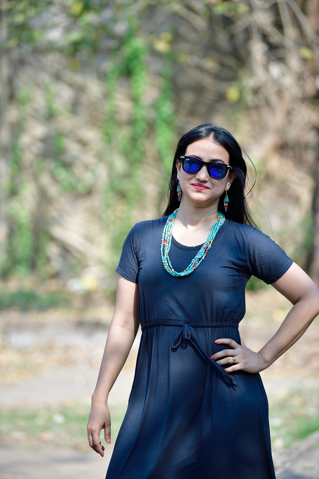 Aqua green multi string neckpiece image 1