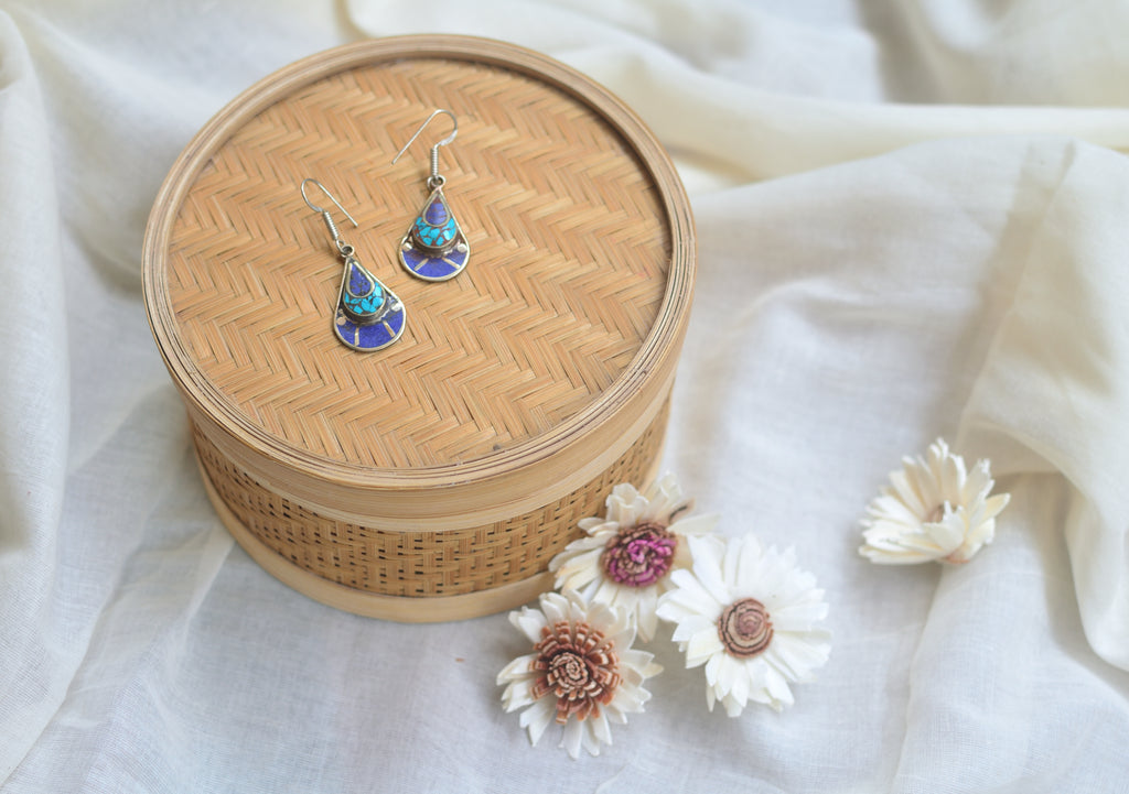 Tibetan earrings - Indigo trinket image 1