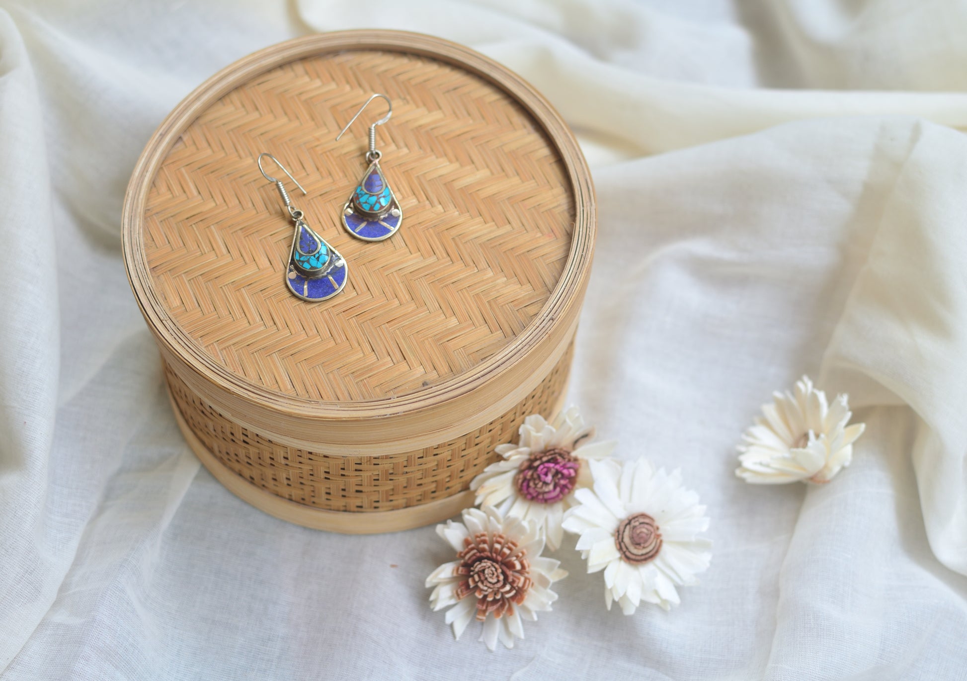Tibetan earrings - Indigo trinket image 1