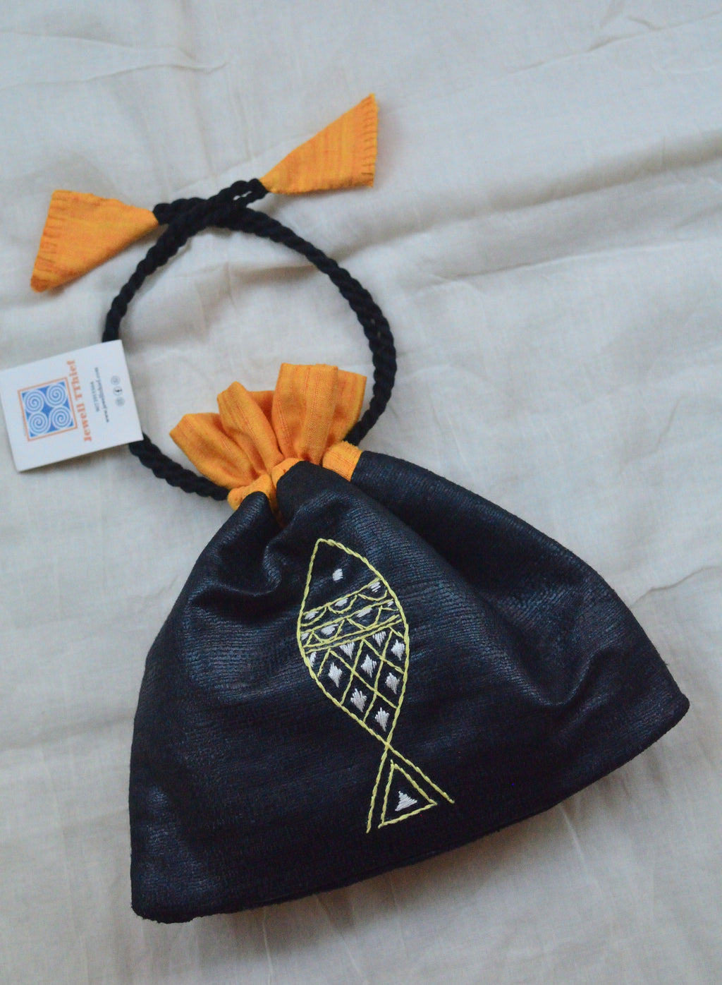 Matsya - yellow - raw silk potli image 2