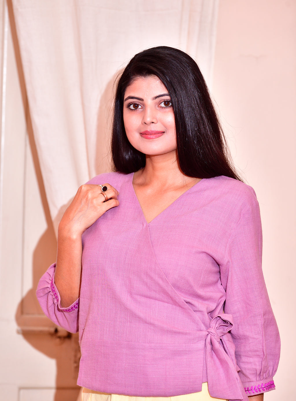 Girija - handloom cotton top - lilac image 1