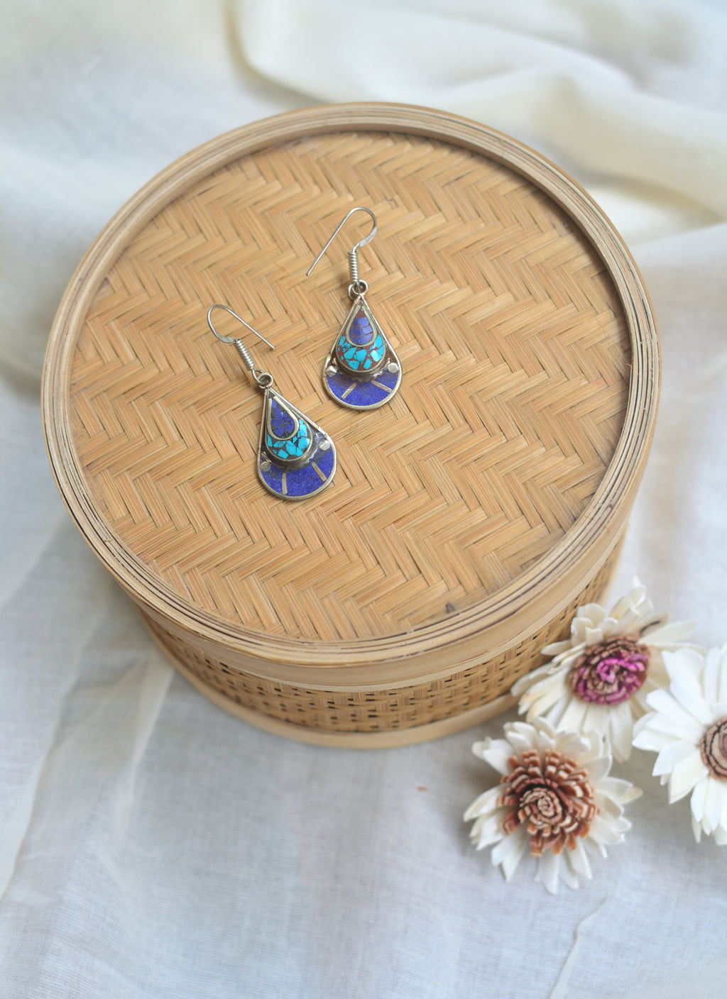 Tibetan earrings - Indigo trinket image 0