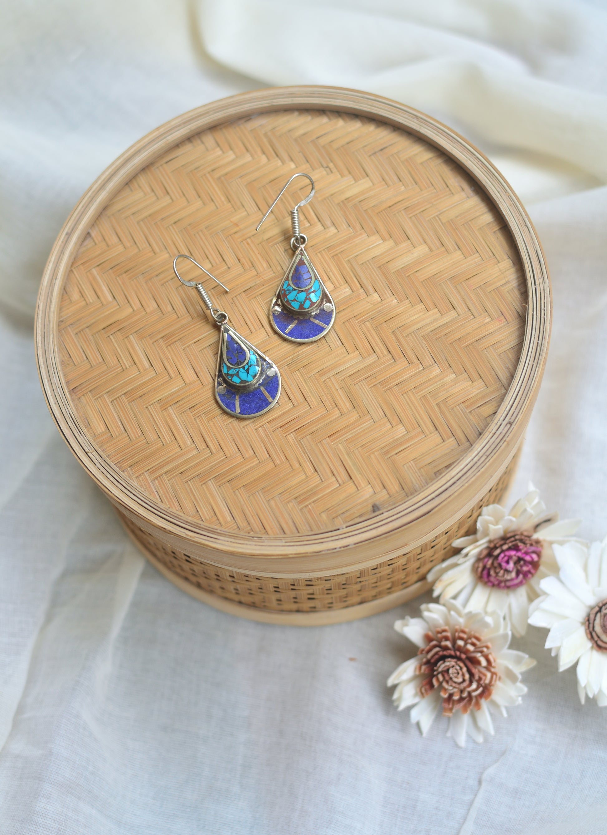 Tibetan earrings - Indigo trinket image 0
