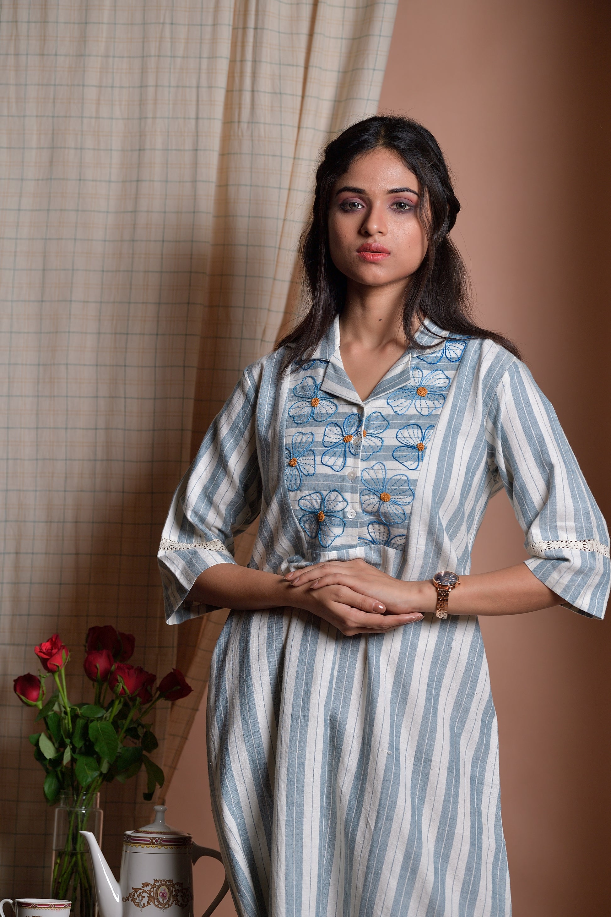 Curious blooms - Hand embroidered dress image 0