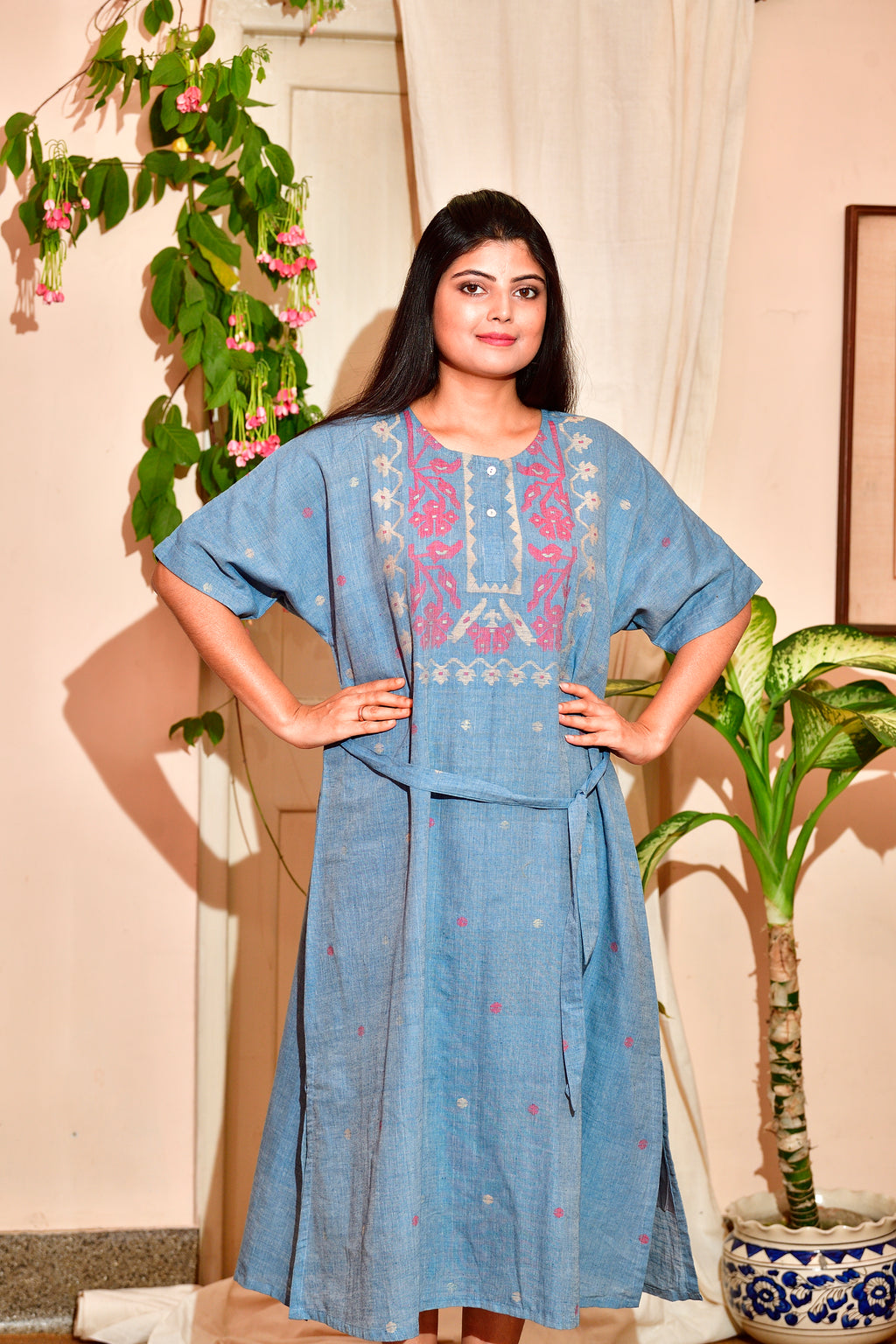 Khadi Jamdani - Kimono dress image 5