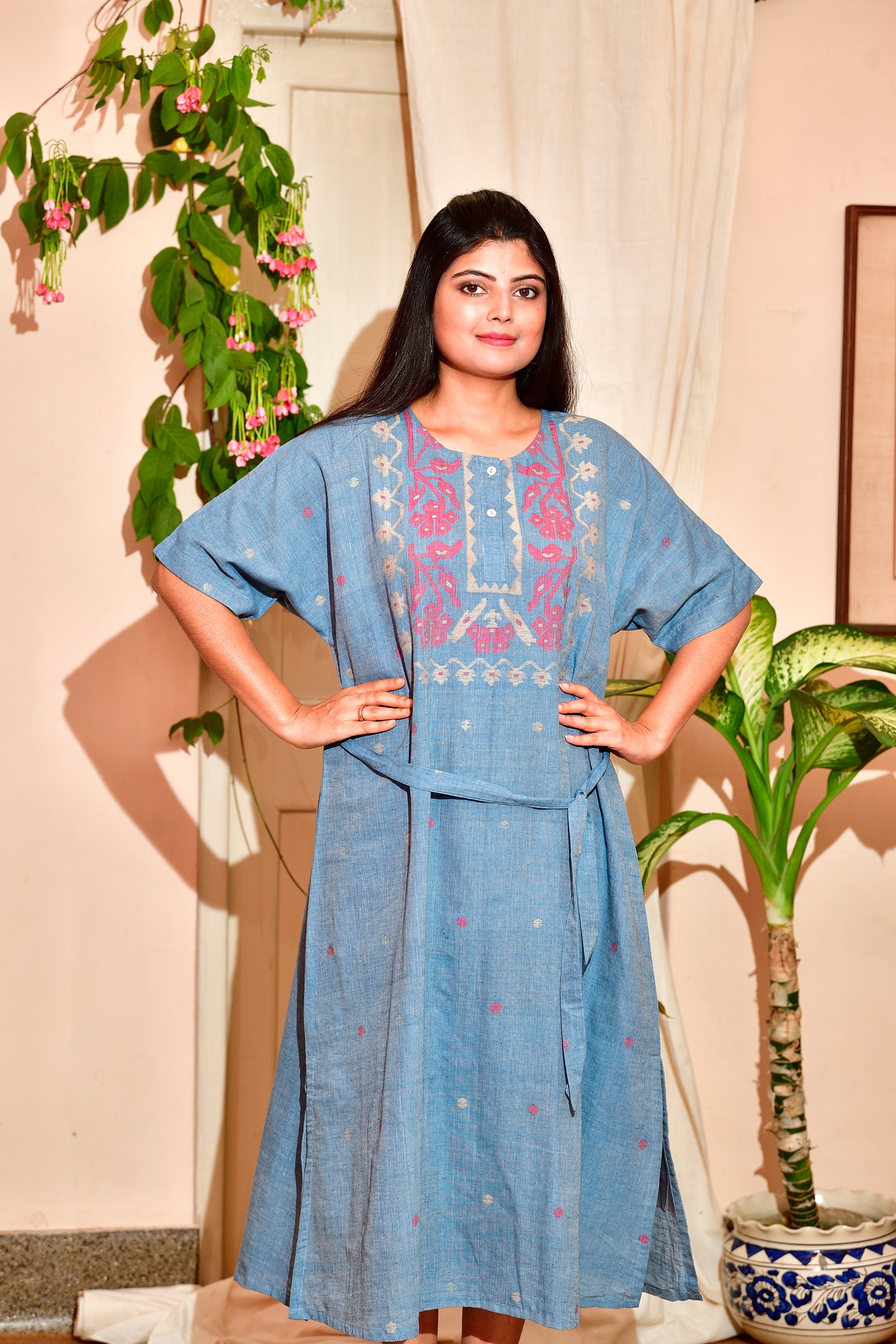 Khadi Jamdani - Kimono dress image 5