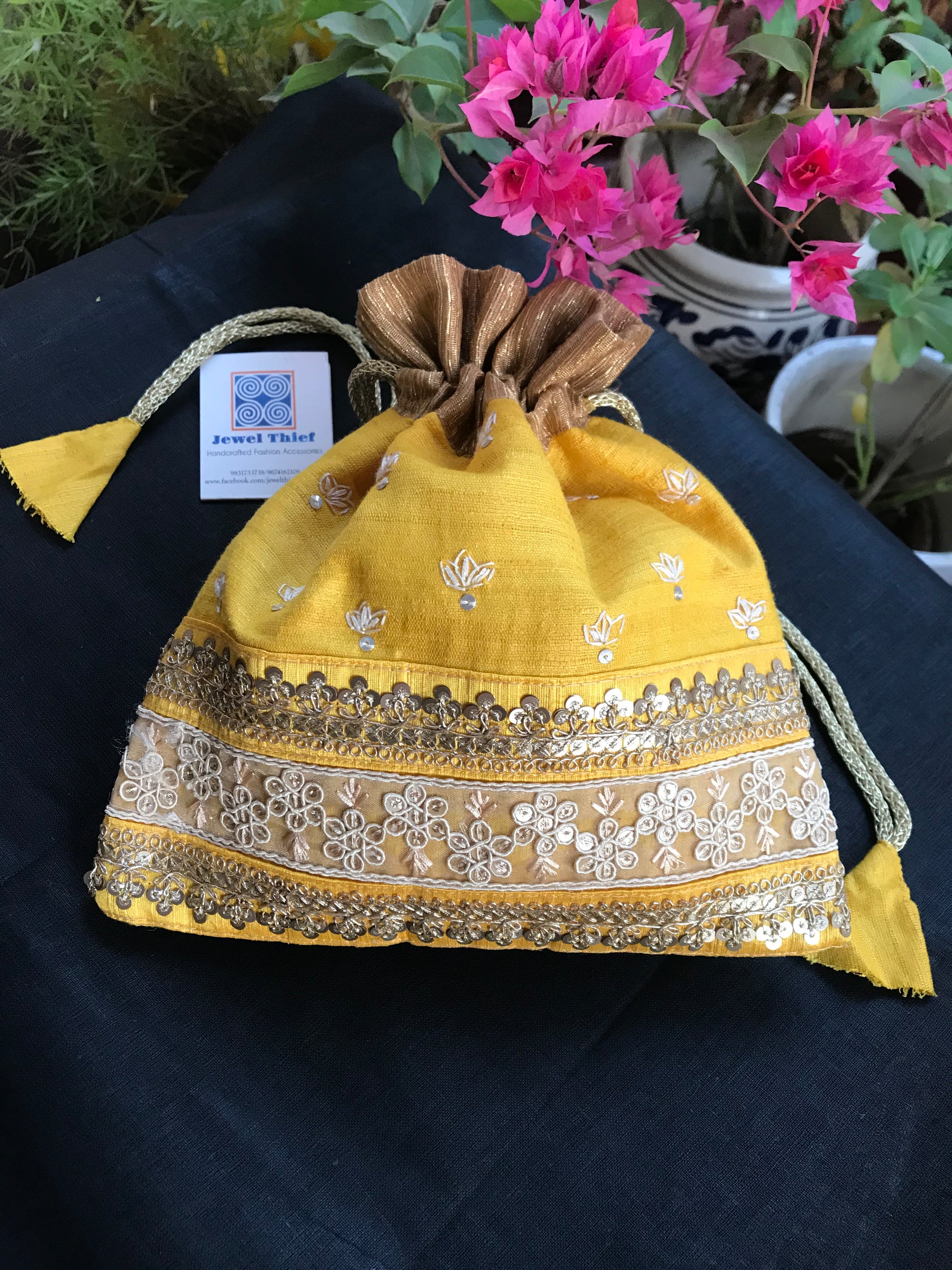 Silk Potli - Yellow image 2