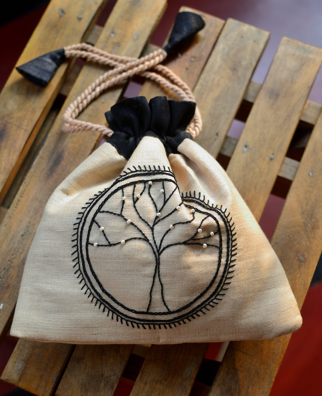 Tree of life - raw silk potli image 2