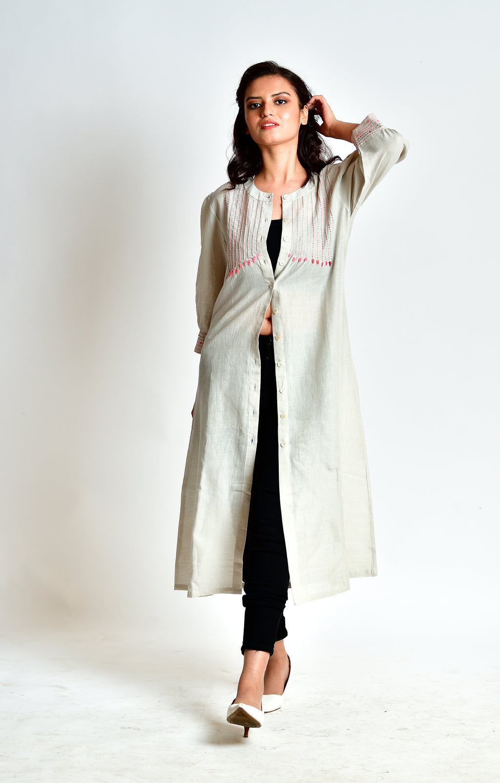 Saanjh - Linen cotton dress cum jacket image 4