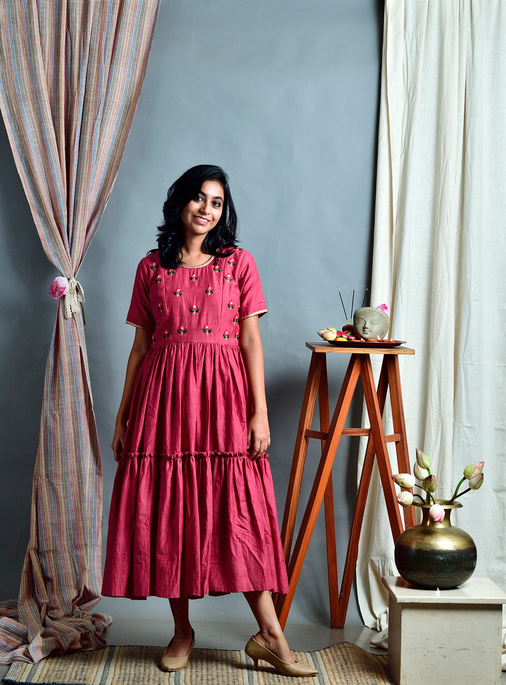 Saumya - Handloom silk cotton tiered dress image 3