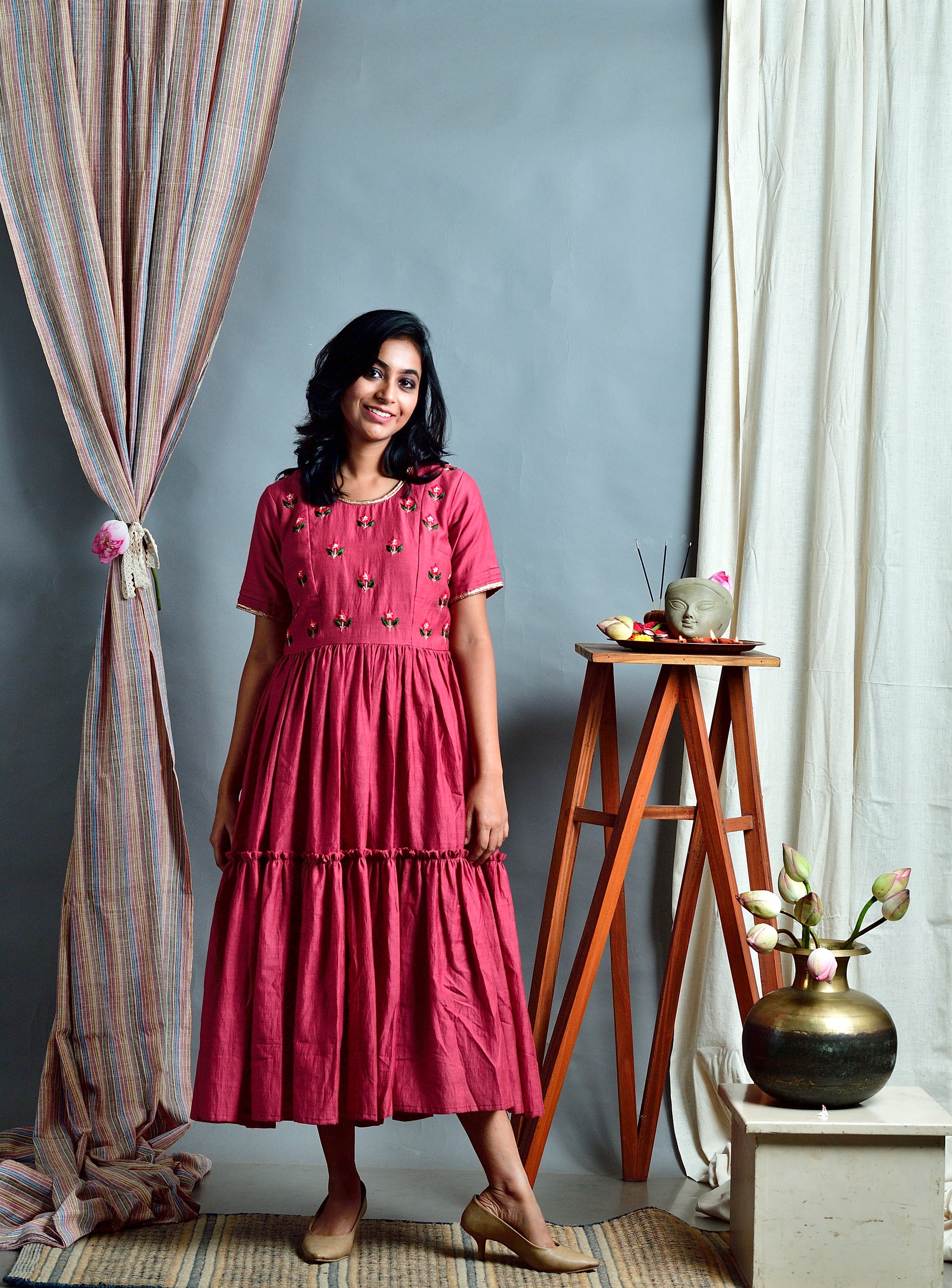 Saumya - Handloom silk cotton tiered dress image 3