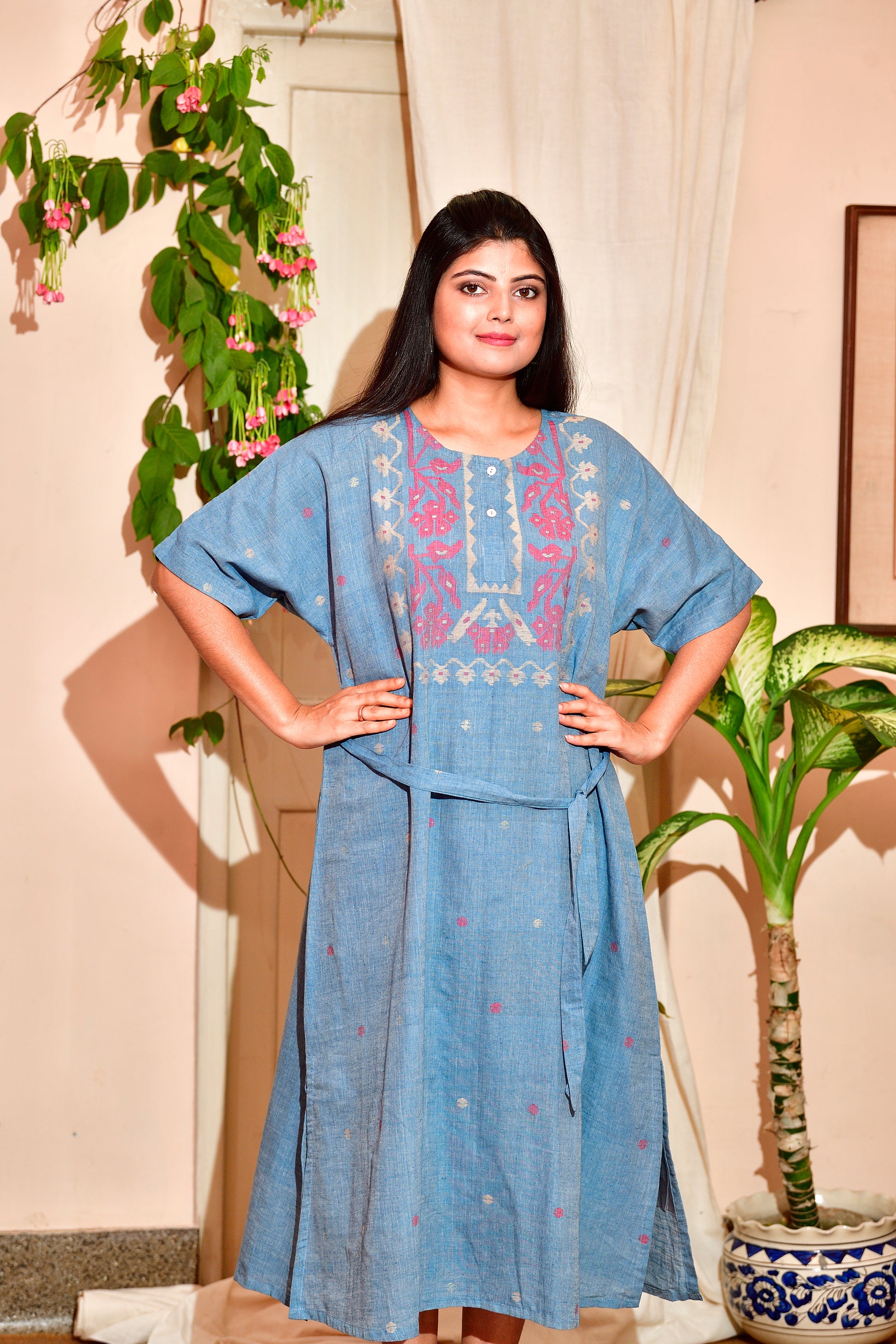 Khadi Jamdani - Kimono dress image 3