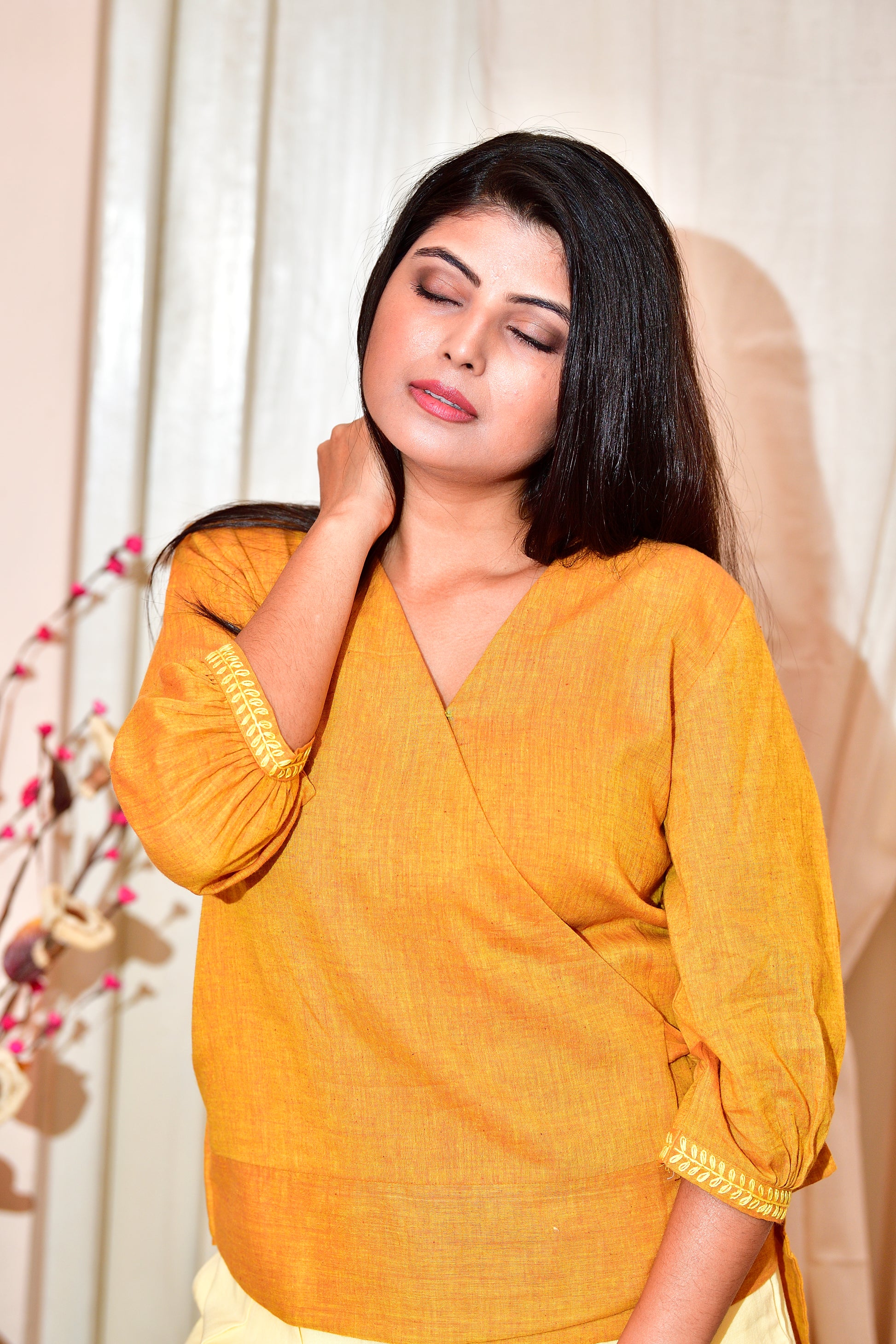 Girija - handloom cotton top - mustard yellow image 4