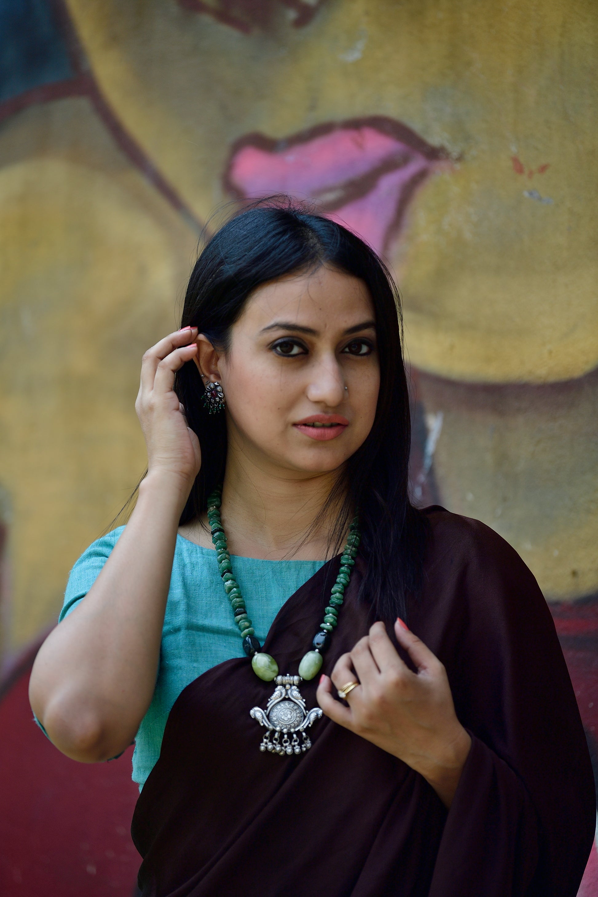 92.5 silver pendant and Aventurine stones image 1
