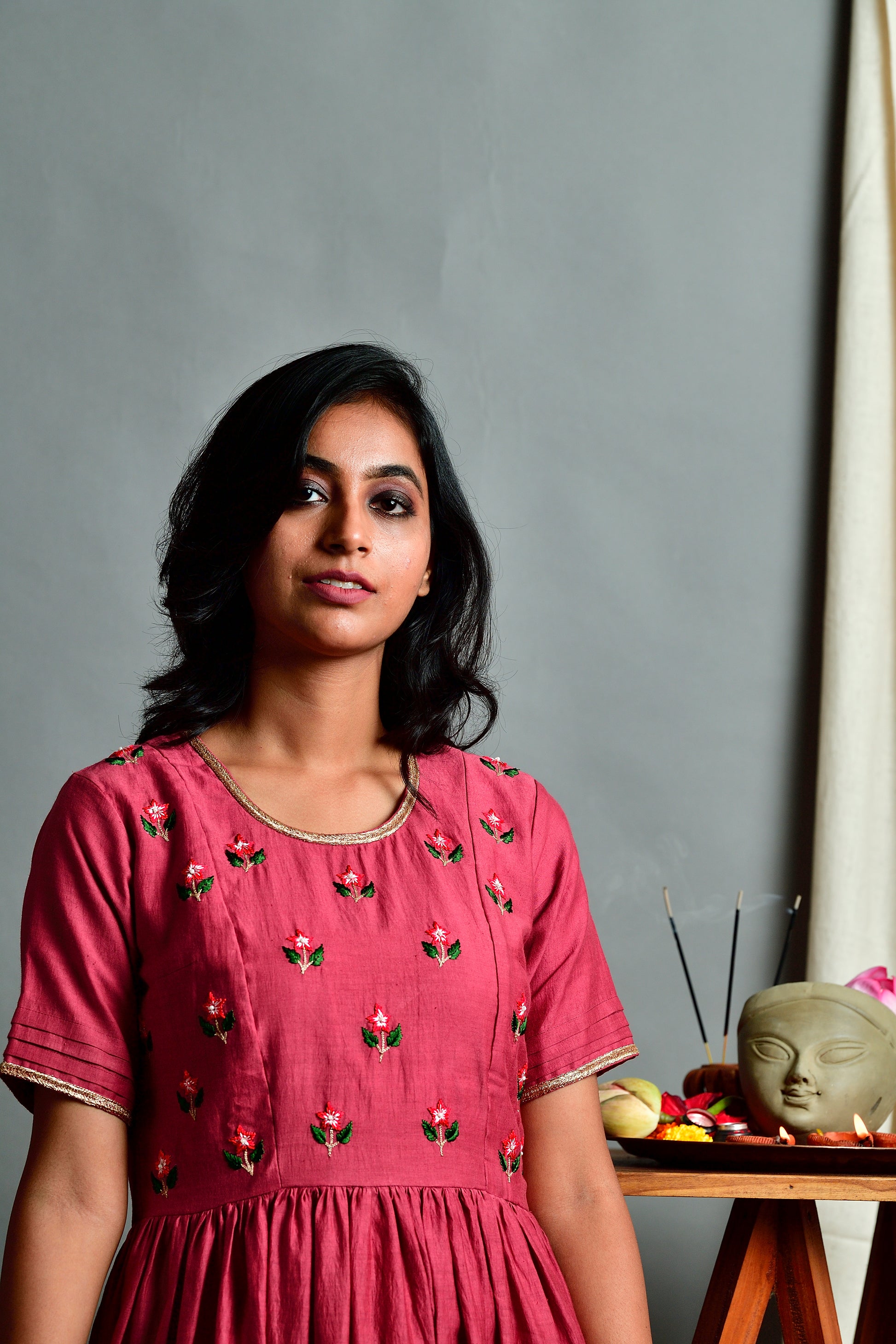 Saumya - Handloom silk cotton tiered dress image 1