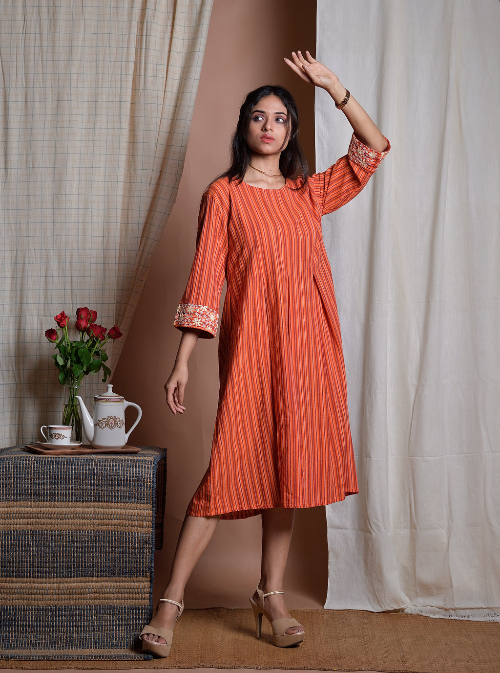 Fiery Embrace - Hand embroidered dress image 5