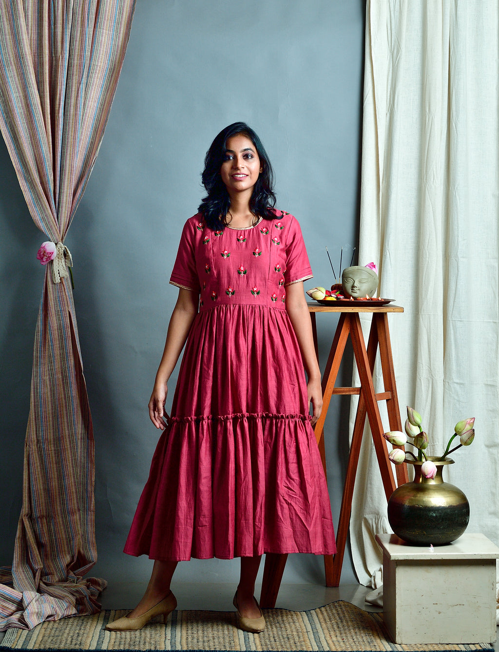 Saumya - Handloom silk cotton tiered dress image 4