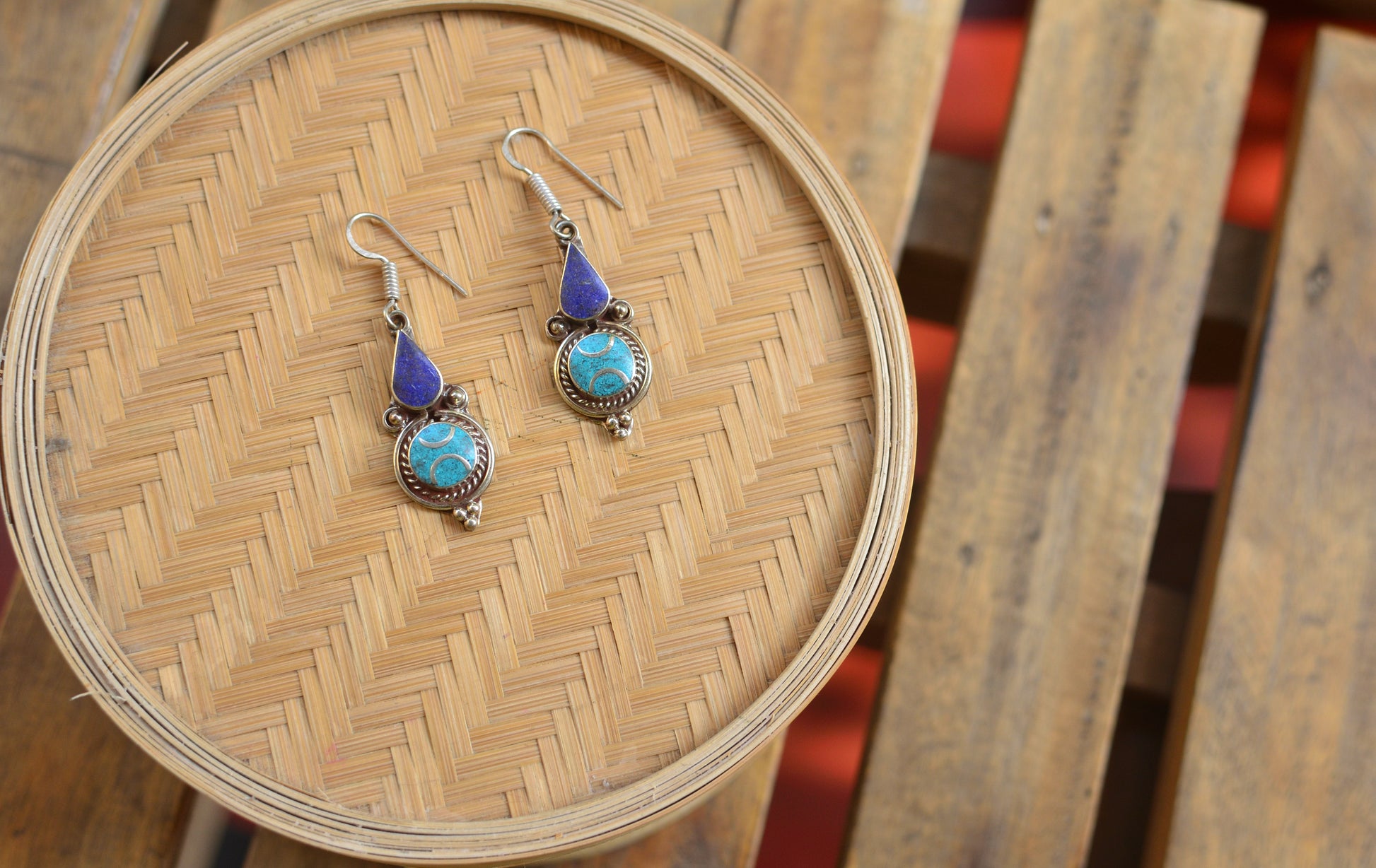 Tibetan earrings - Indigo dreams image 0