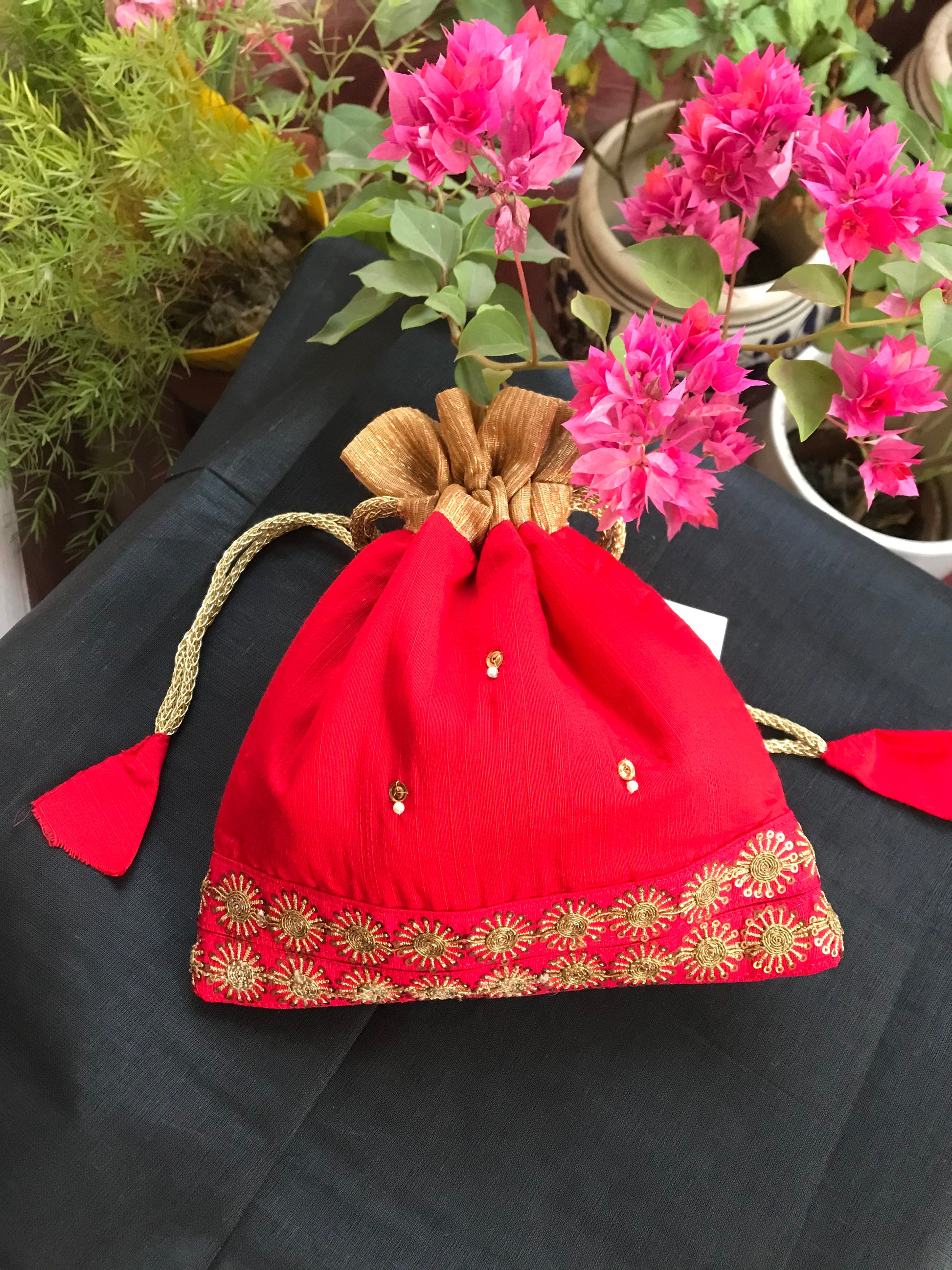 Scarlett - cotton silk potli image 1