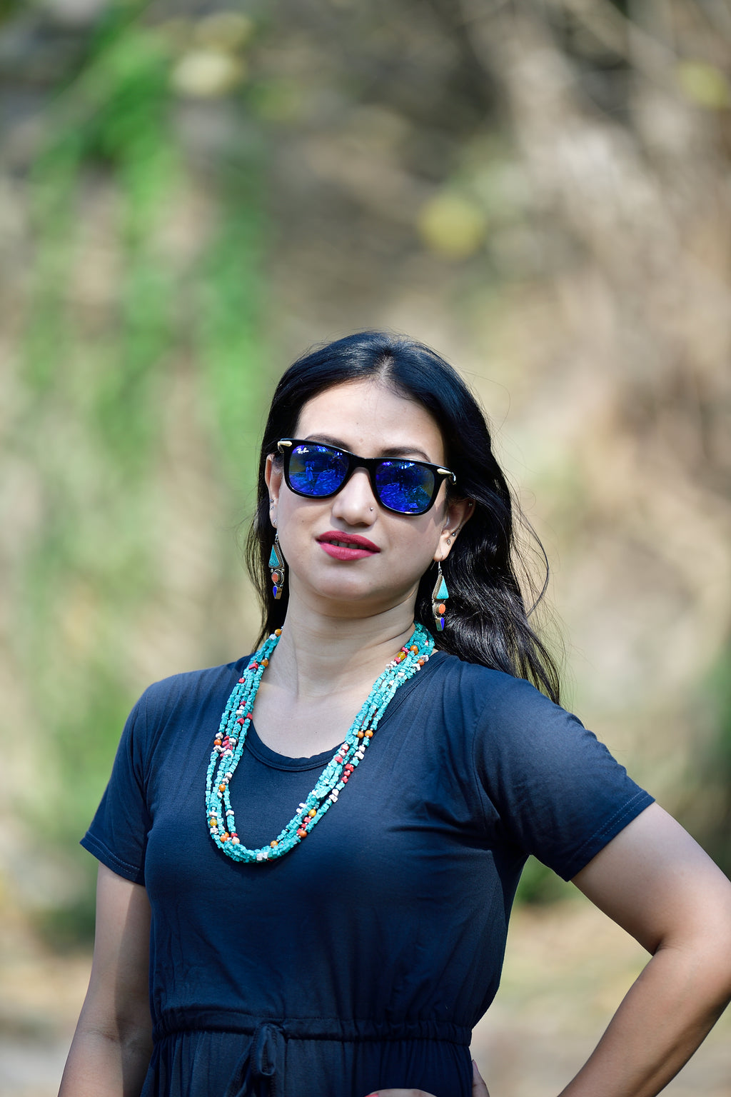 Aqua green multi string neckpiece image 0