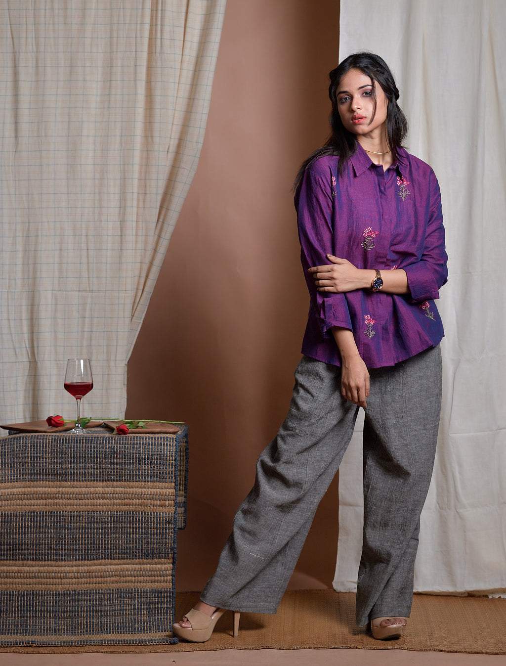 Eccentric Elegance - Hand embroidered linen shirt image 4