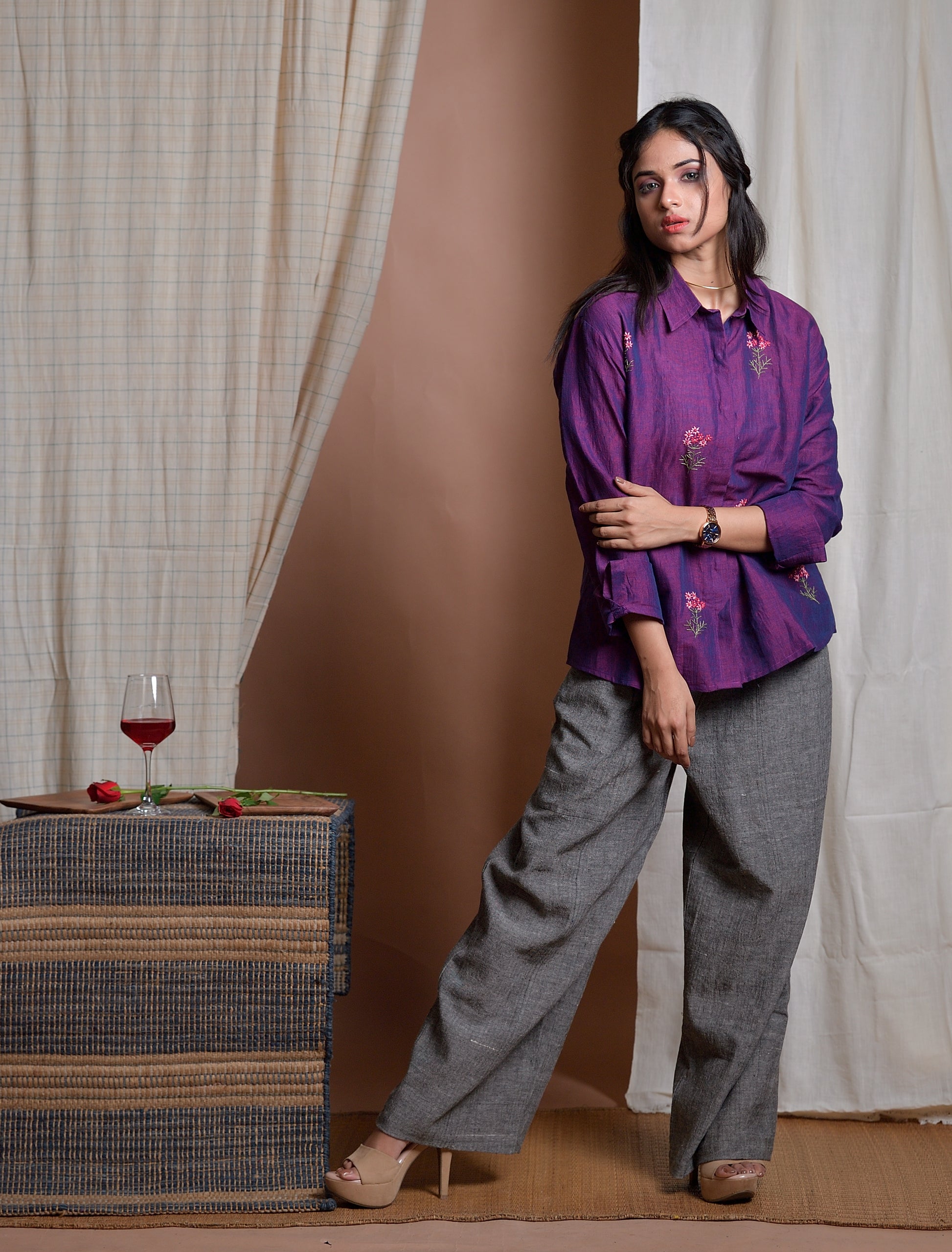 Eccentric Elegance - Hand embroidered linen shirt image 4