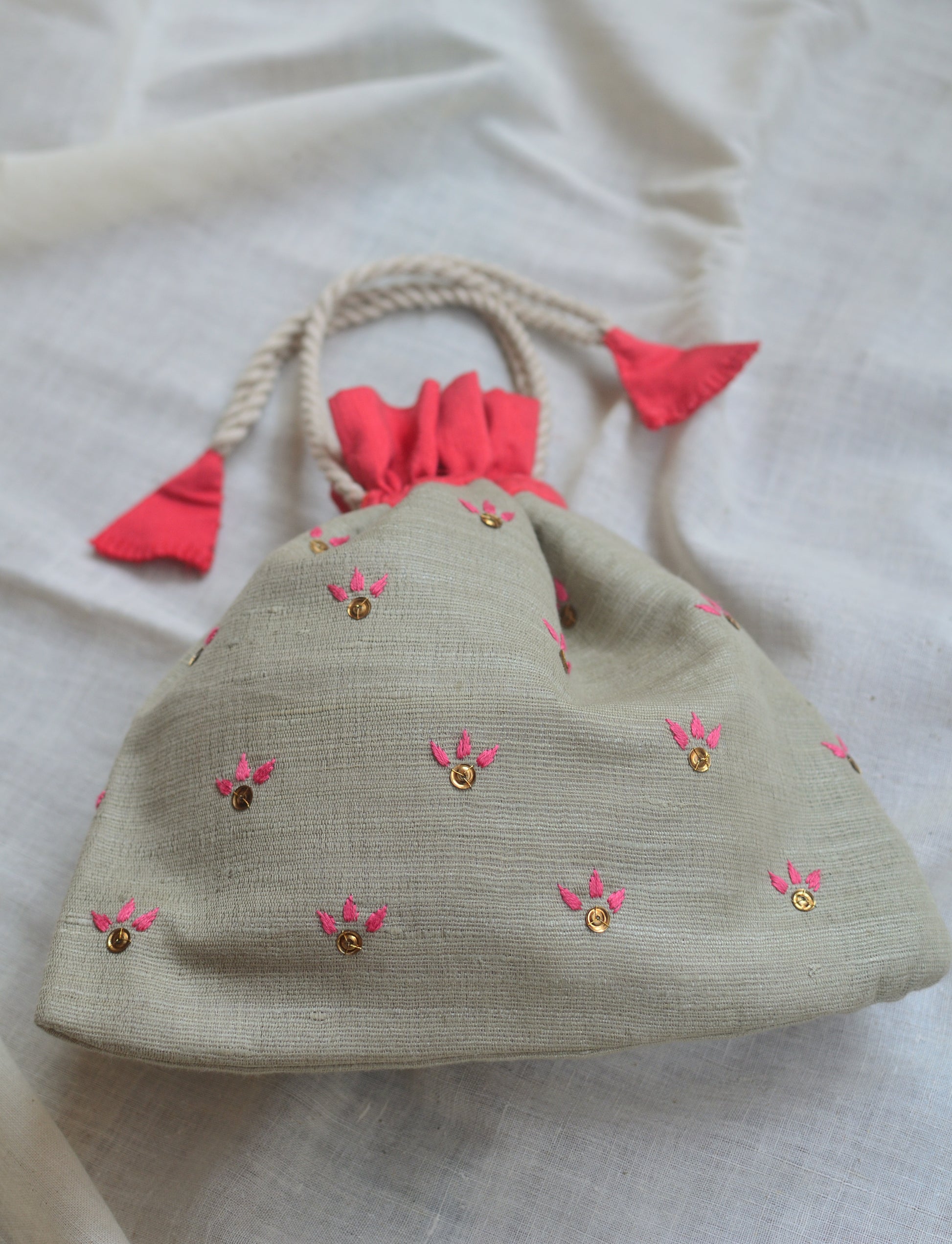 Cherry blossom -  raw silk potli image 1