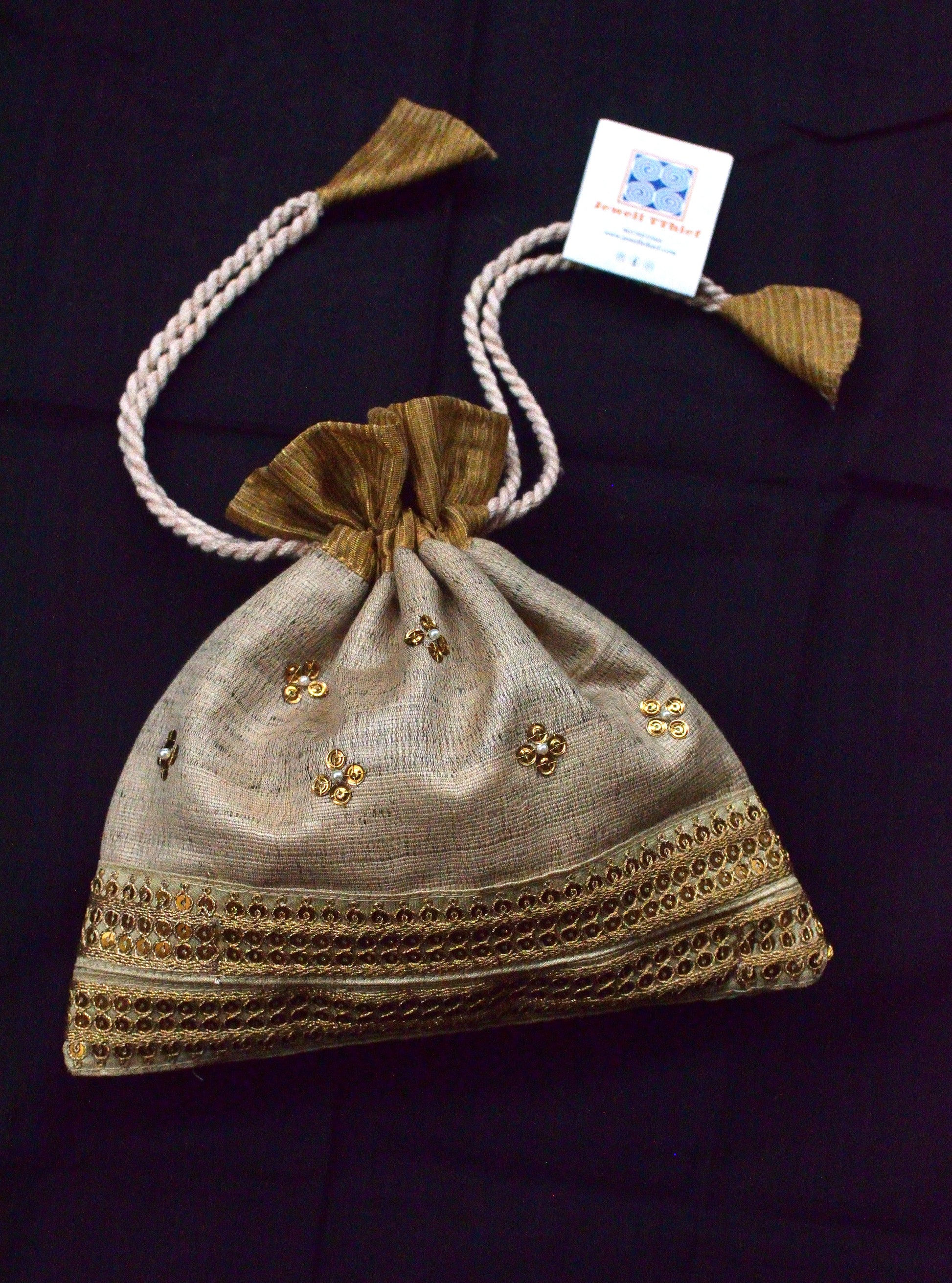 Soudamini - beige golden raw silk potli image 0