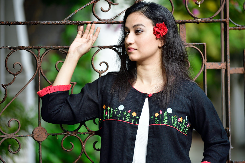Yamini - cotton jacket - black image 2