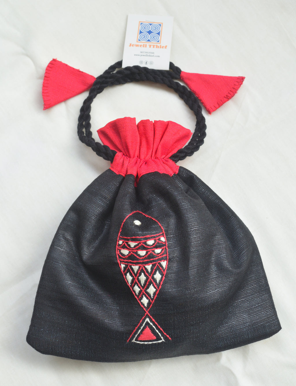 Matsya - raw silk potli image 2