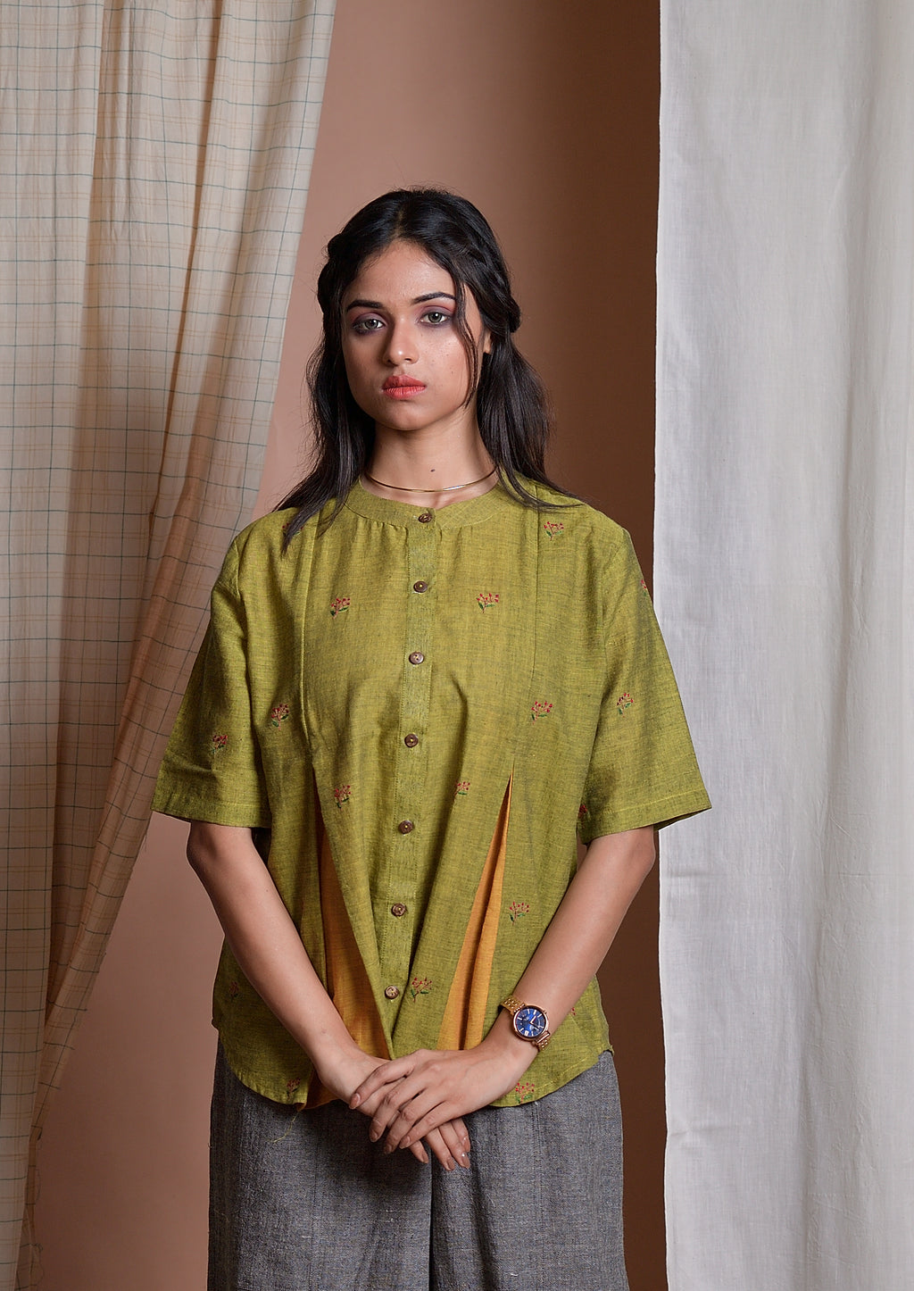 Vines of Mystery - Hand embroidered khadi shirt image 6