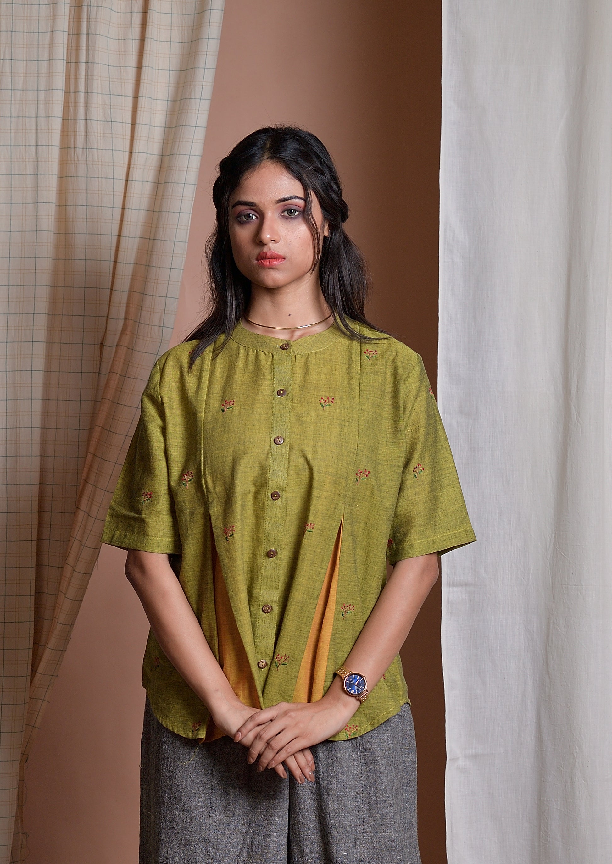 Vines of Mystery - Hand embroidered khadi shirt image 6