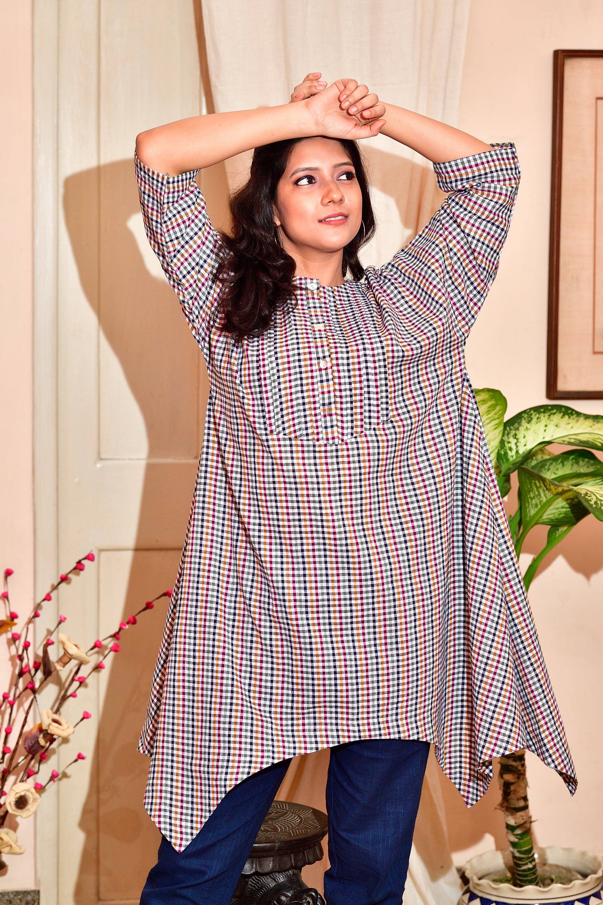Chhuti - Handloom cotton asymmetrical dress image 1