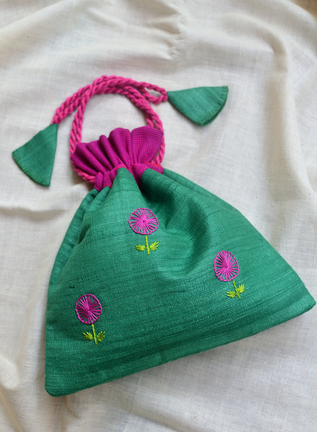 Purple dahlia - raw silk potli image 2