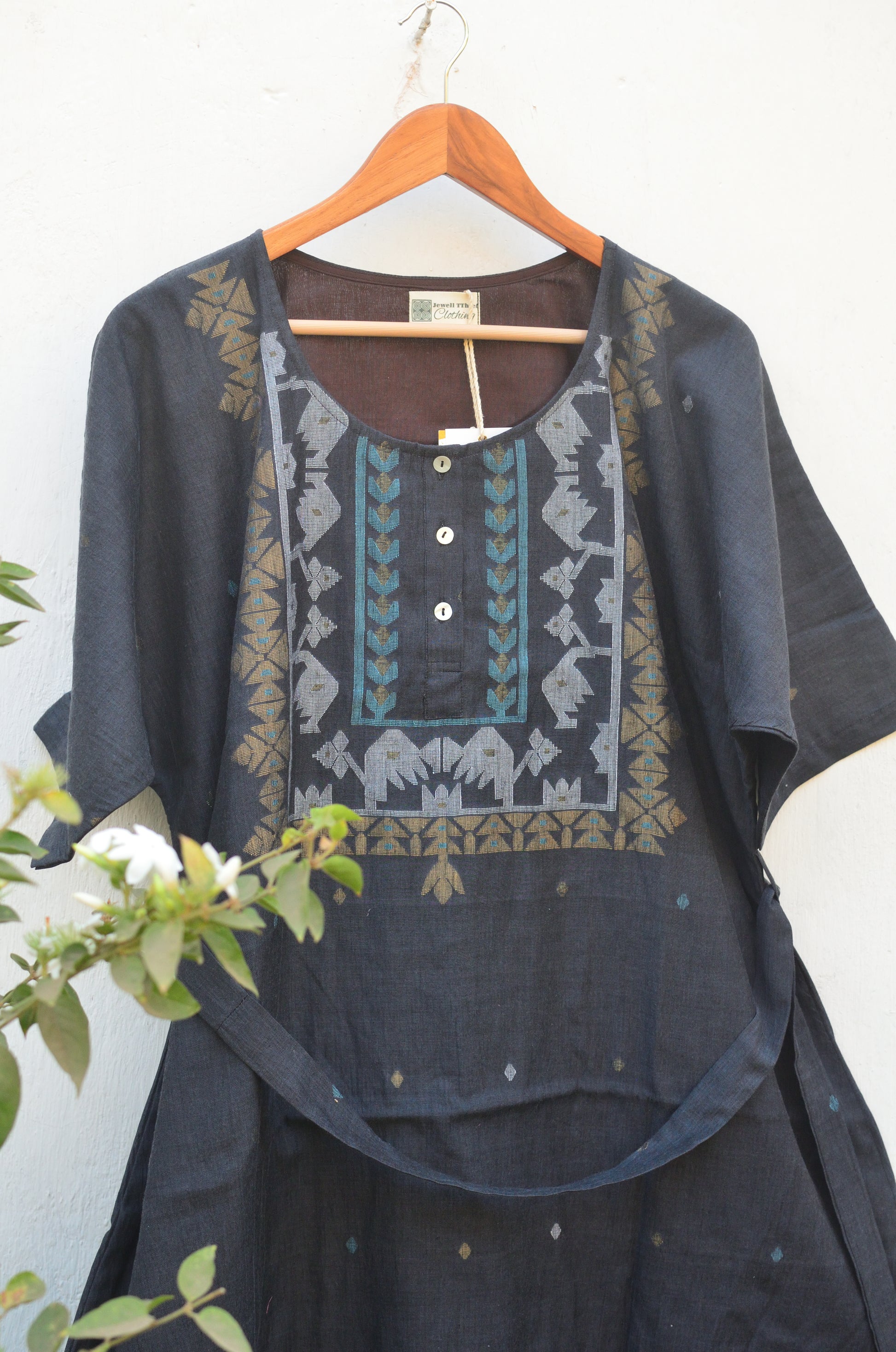 Khadi Jamdani dress - Black image 6