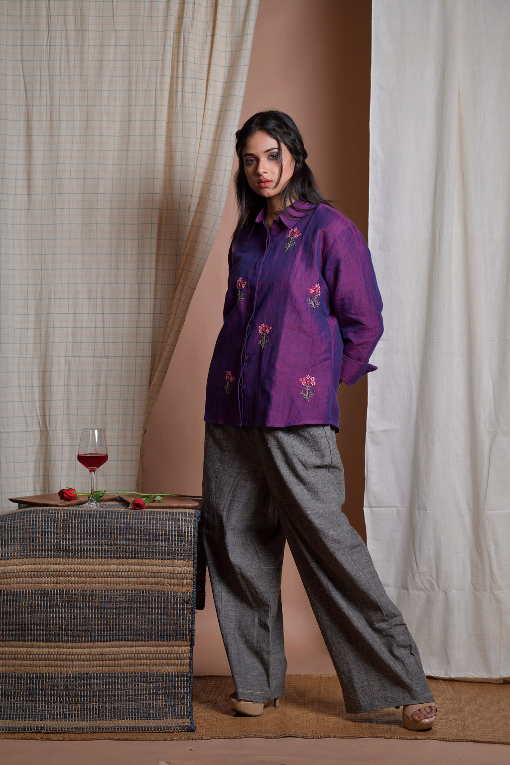 Eccentric Elegance - Hand embroidered linen shirt image 3