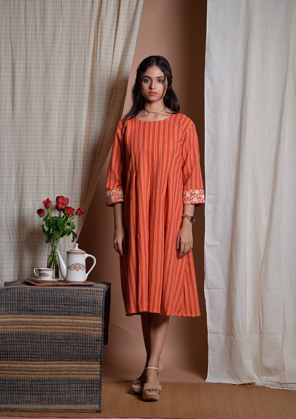 Fiery Embrace - Hand embroidered dress image 4