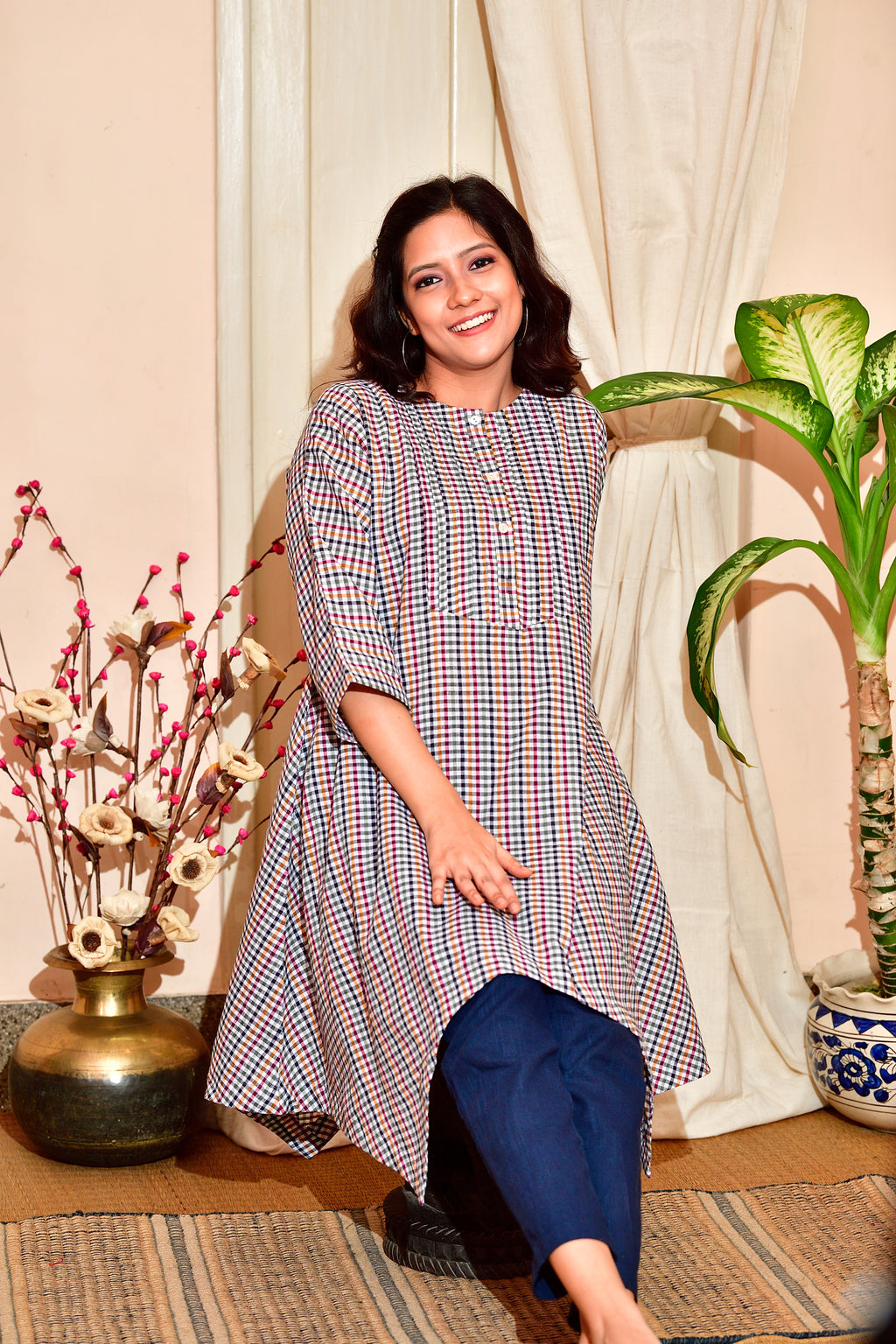 Chhuti - Handloom cotton asymmetrical dress image 3